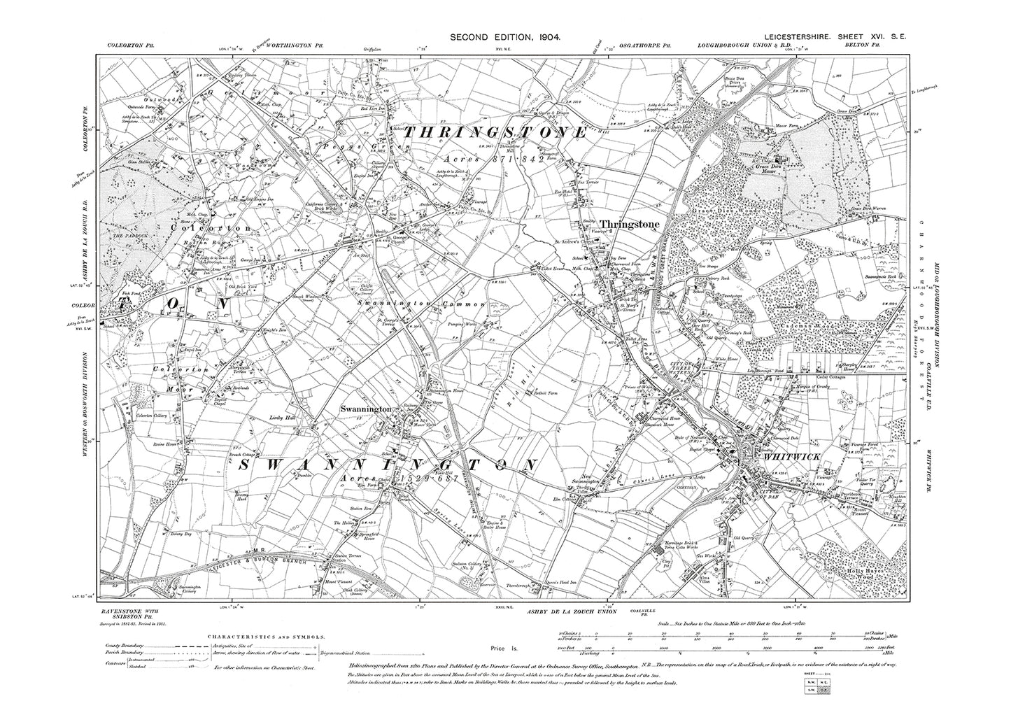 Whitwick, Thringstone, Swannington - Leicestershire in 1904 : 16SE