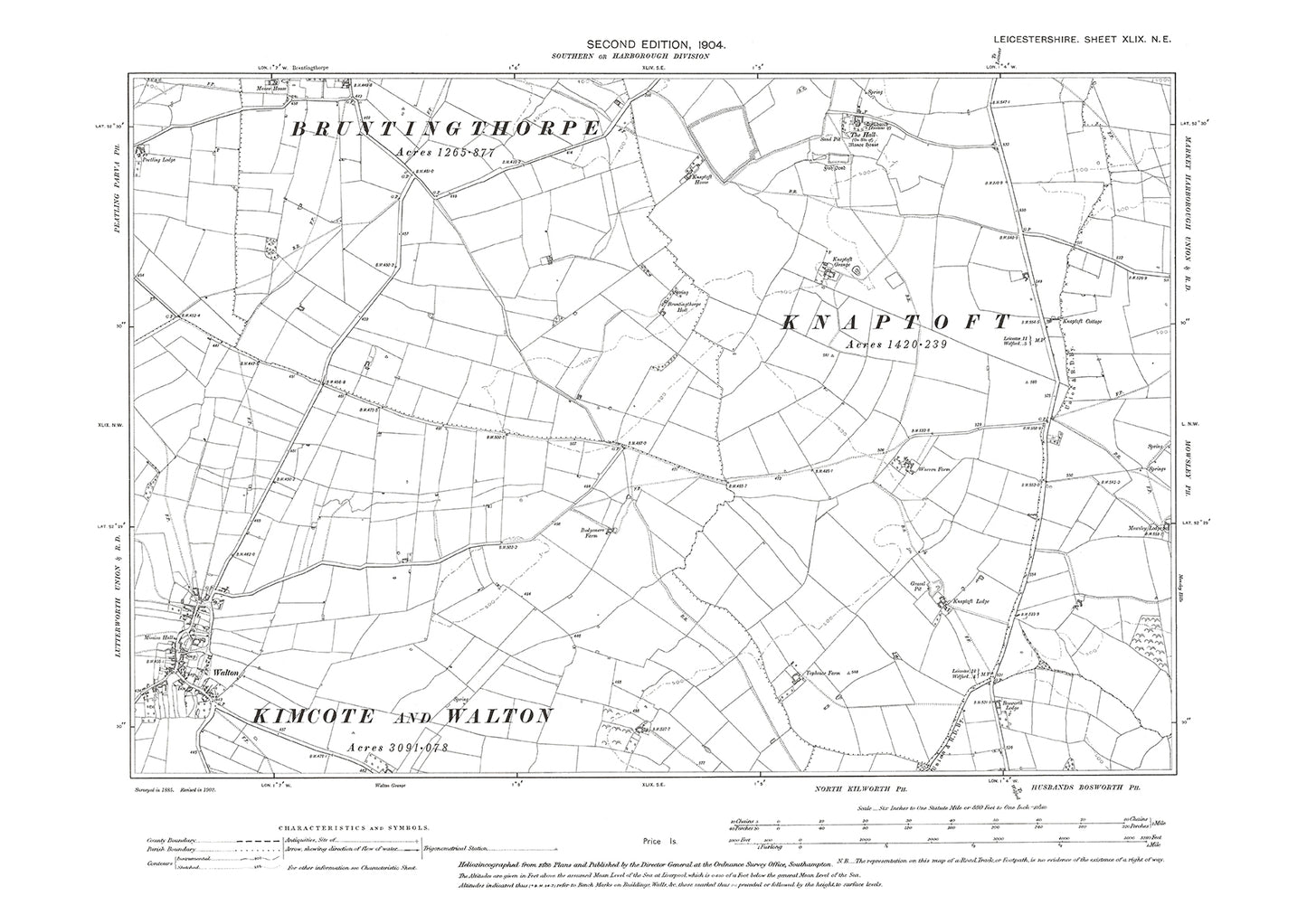 Walton, Knaptoft - Leicestershire in 1904 : 49NE
