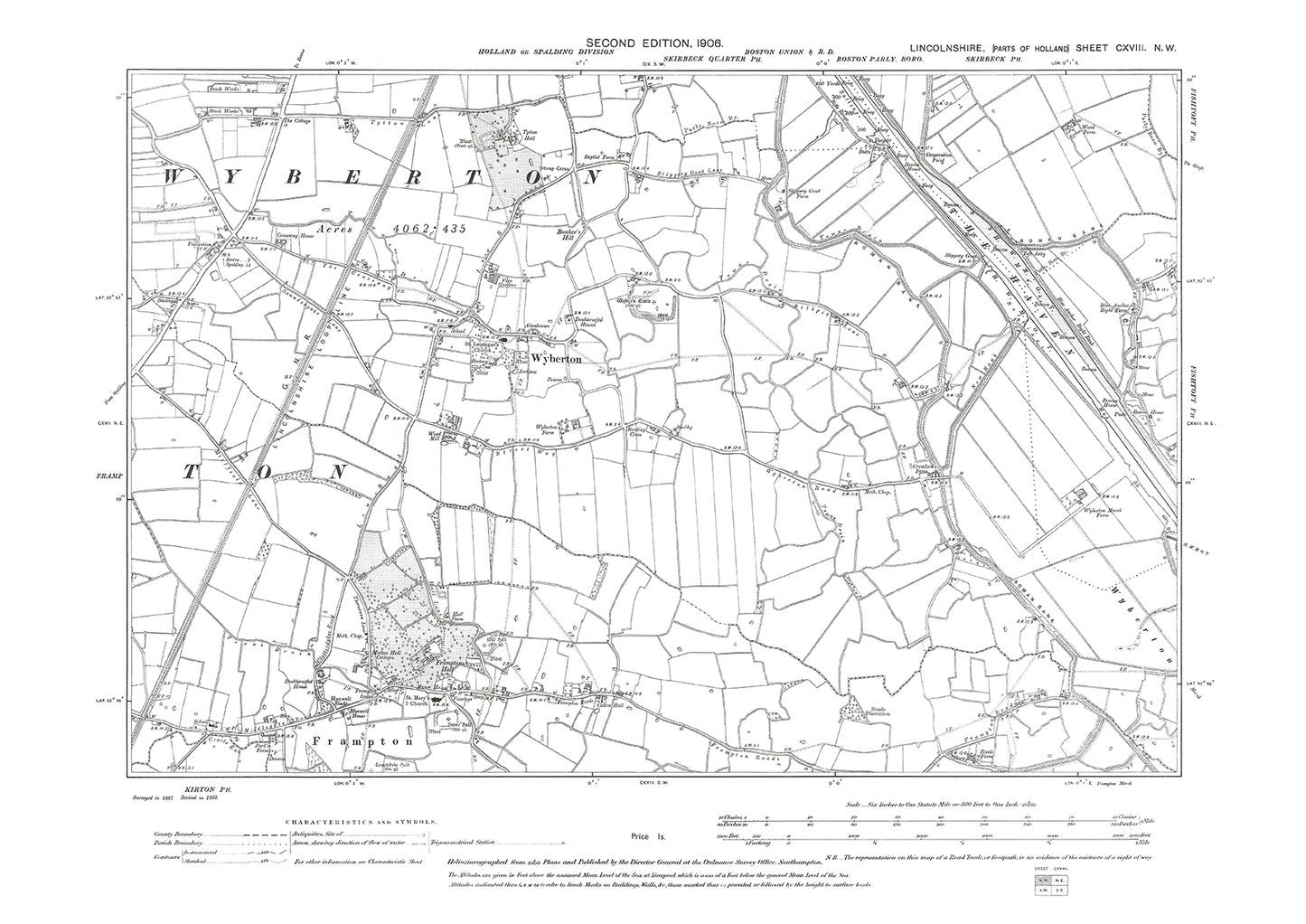 Frampton, Wyberton, Lincolnshire in 1906 : 118NW