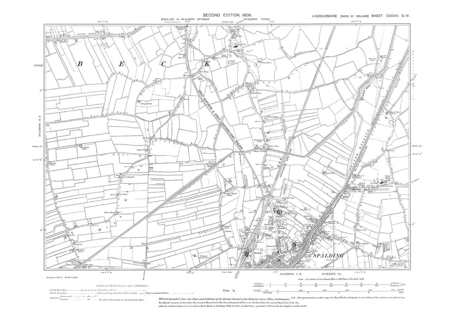 Spalding (north), Lincolnshire in 1906 : 134SW