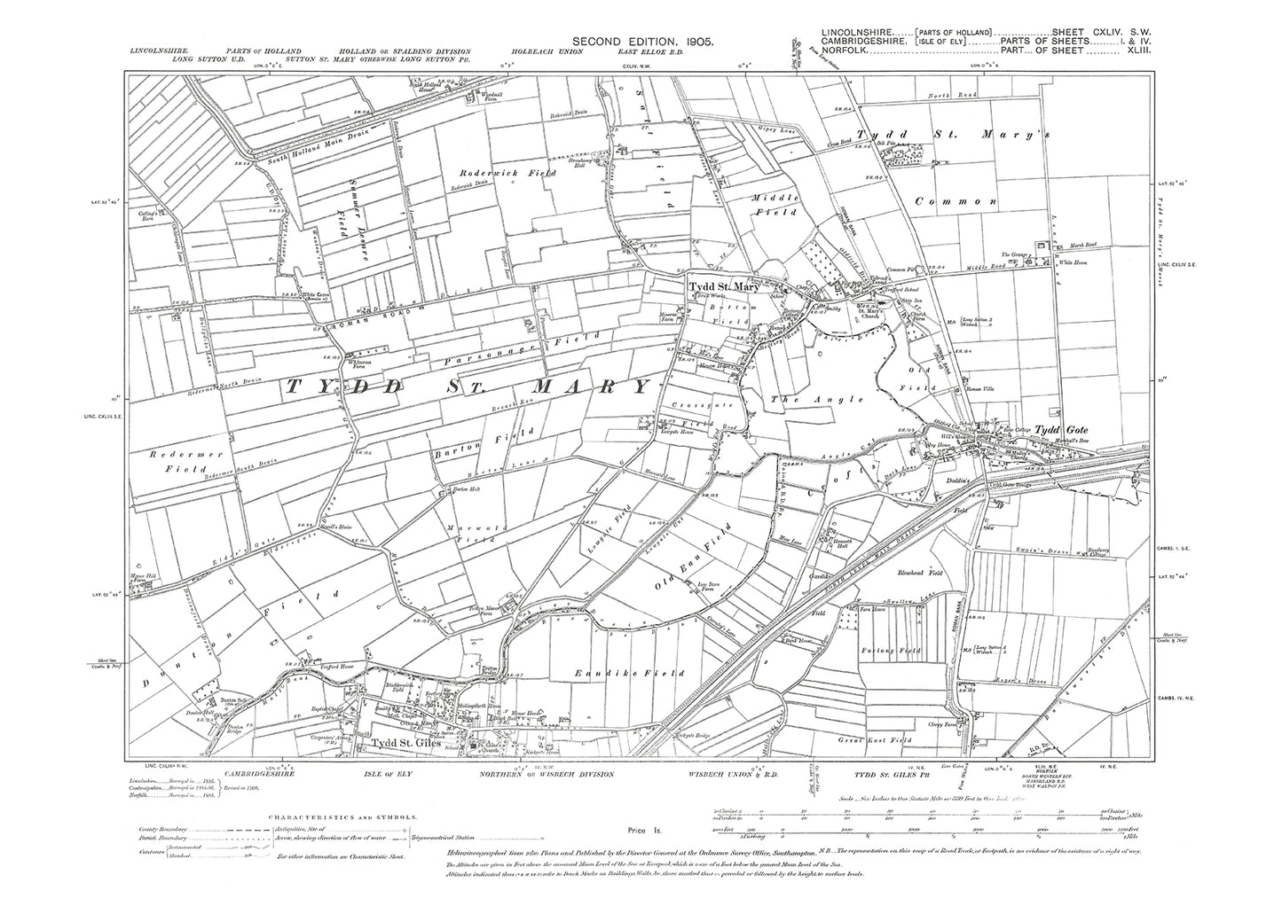 Tydd St Mary, Tydd Gote, Lincolnshire in 1905 : 144SW