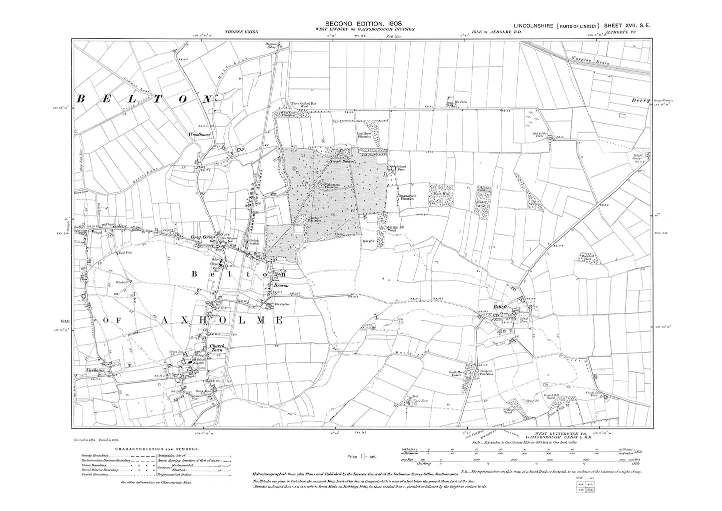 Belton, Beltoft, Westgate (east), Lincolnshire in 1908 : 17SE