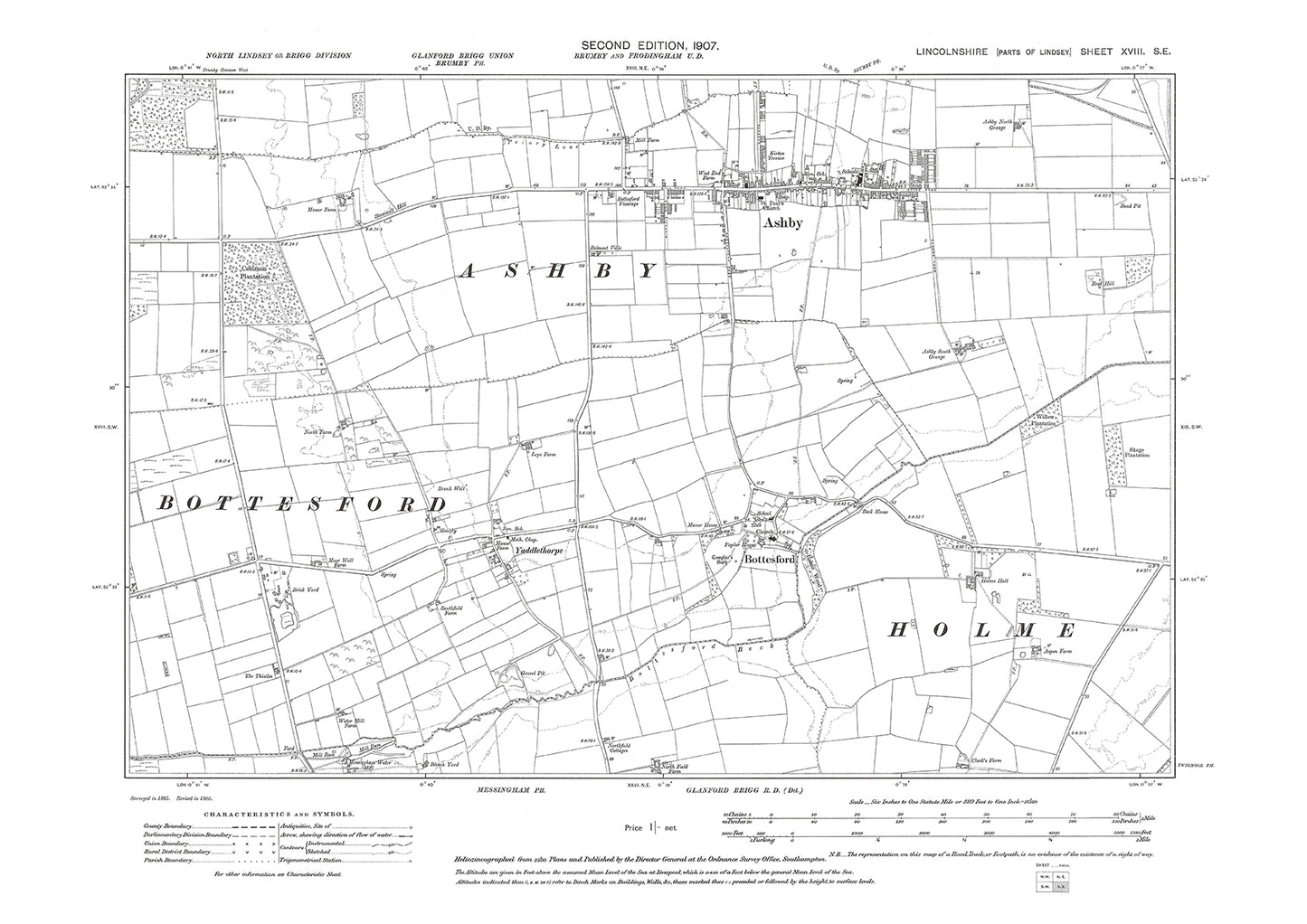 Ashby, Bottesford, Yaddlethorpe, Lincolnshire in 1907 : 18SE
