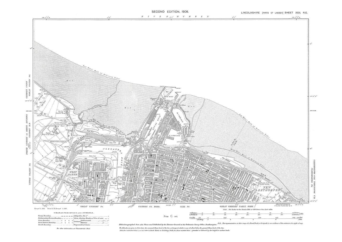 Grimsby (north), New Cleethorpes, Lincolnshire in 1908 : 22NE