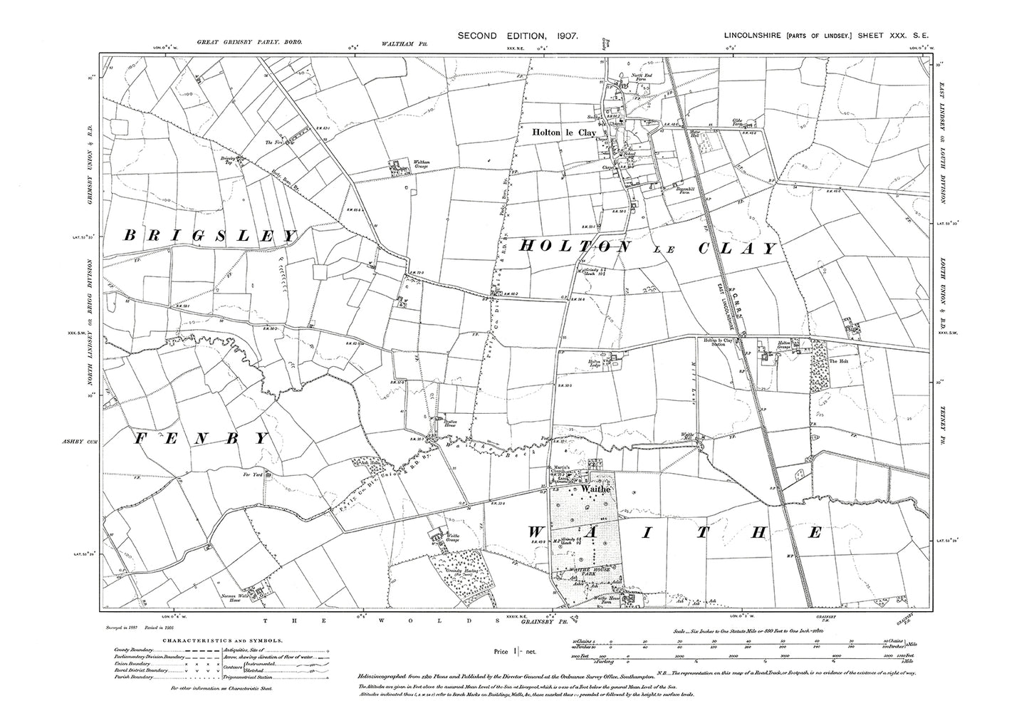 Holton le Clay, Waithe, Lincolnshire in 1907 : 30SE