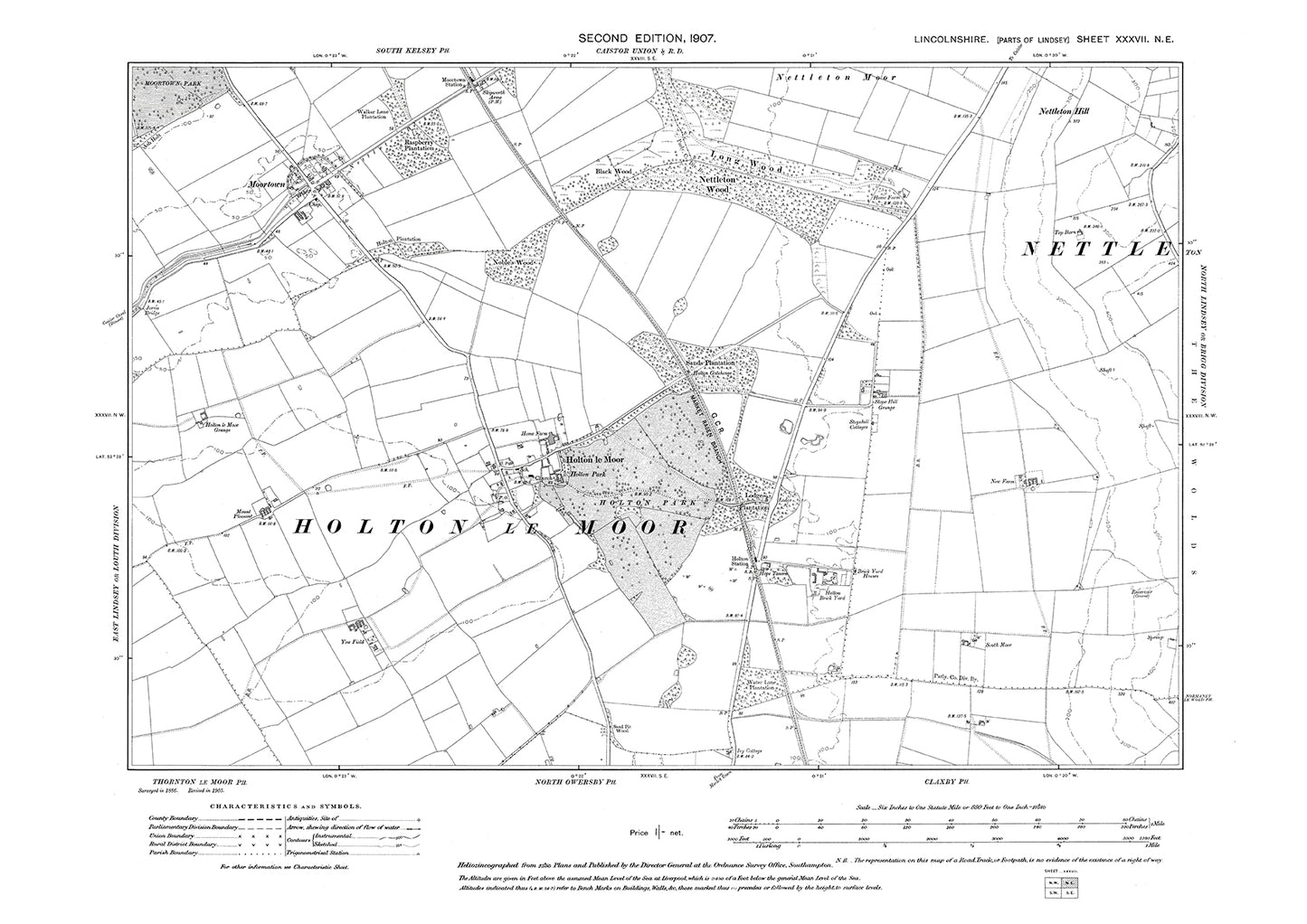 Holton le Moor, Moortown, Lincolnshire in 1907 : 37NE