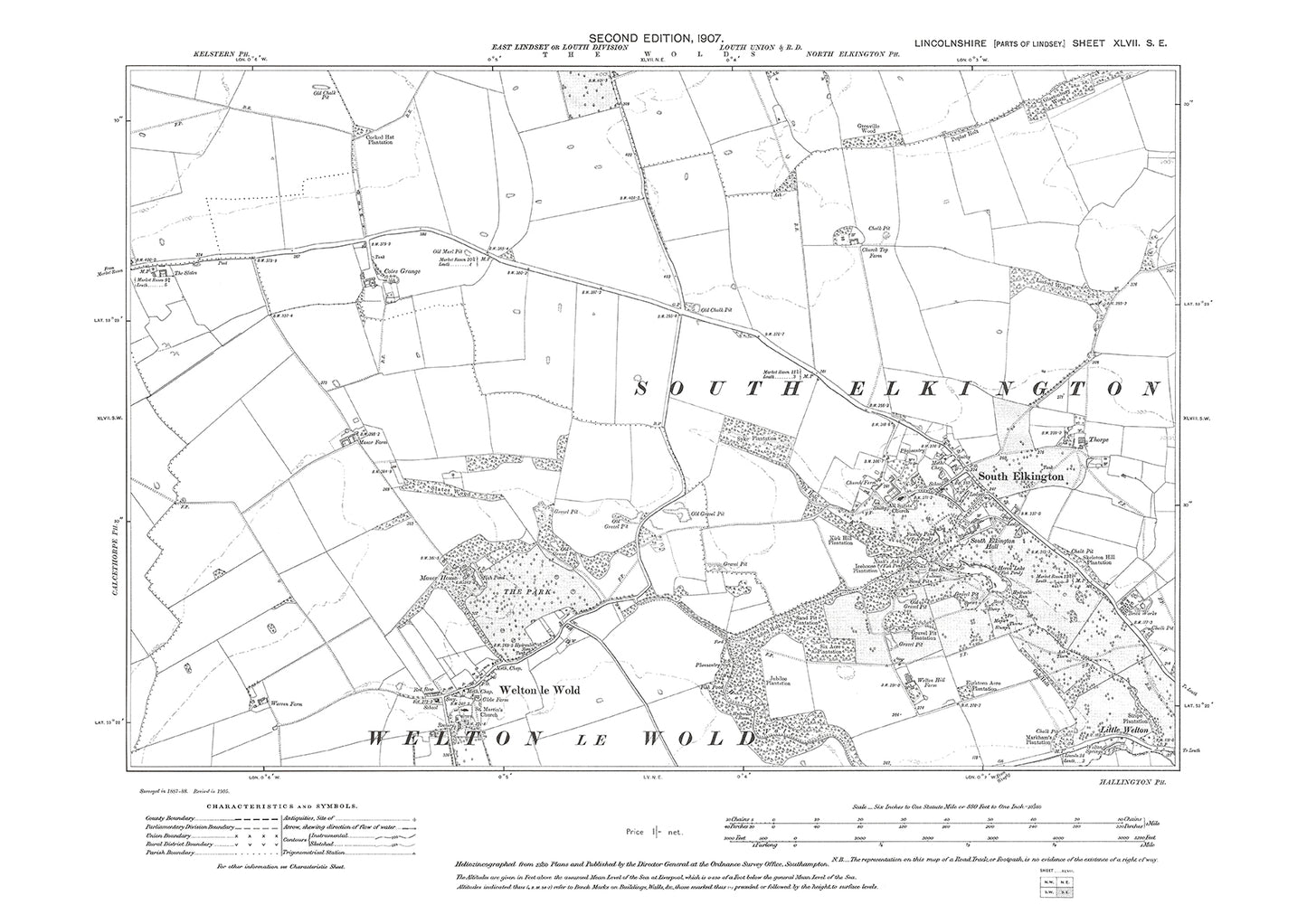 South Elkington, Welton le Wold, Lincolnshire in 1907 : 47SE