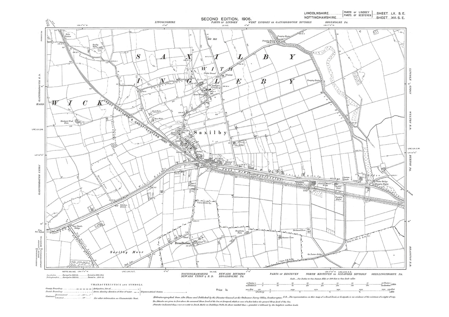 Saxilby, Lincolnshire in 1906 : 60SE