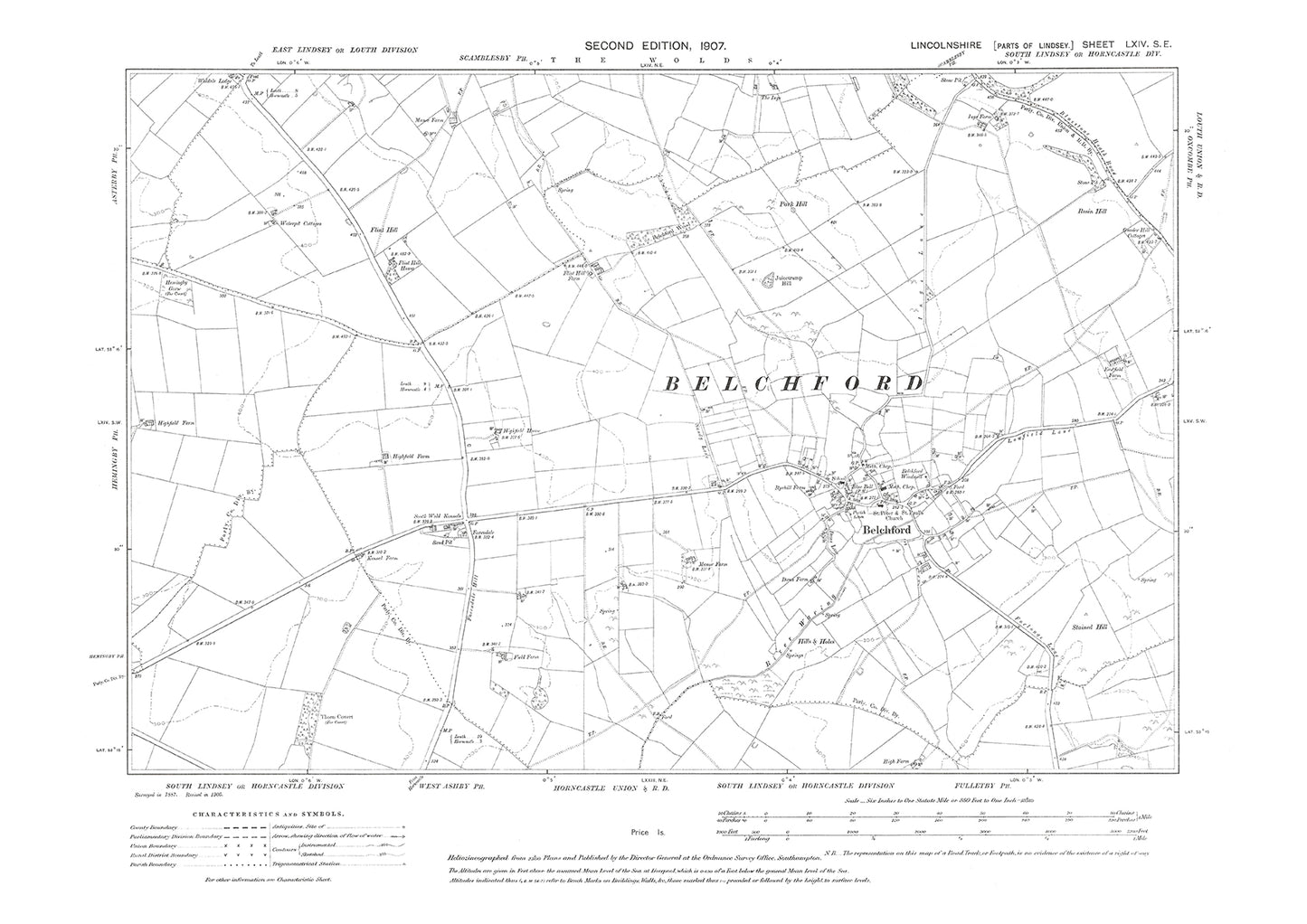 Belchford, Lincolnshire in 1907 : 64SE