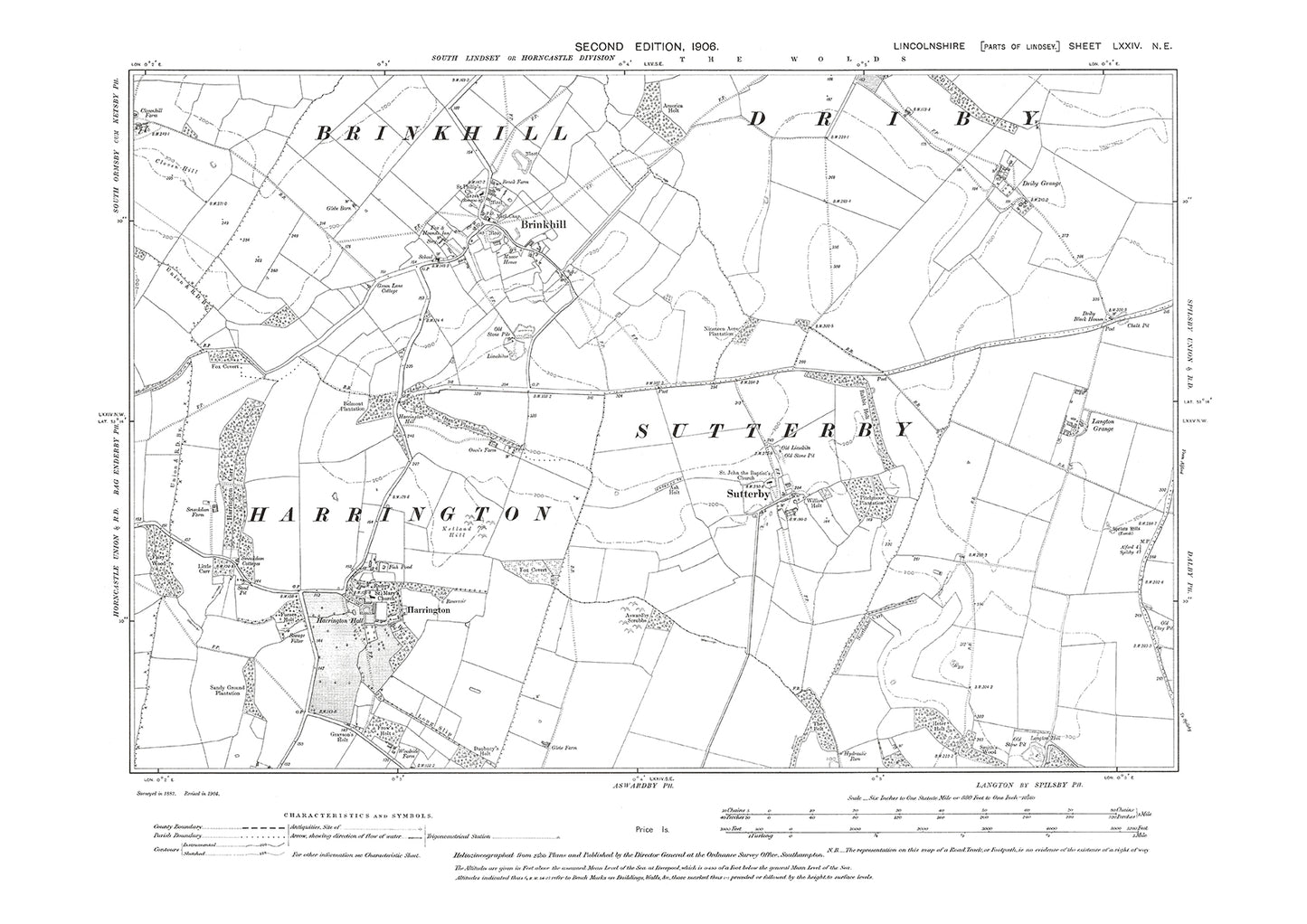 Brinkhill, Sutterby, Harrington, Lincolnshire in 1906 : 74NE
