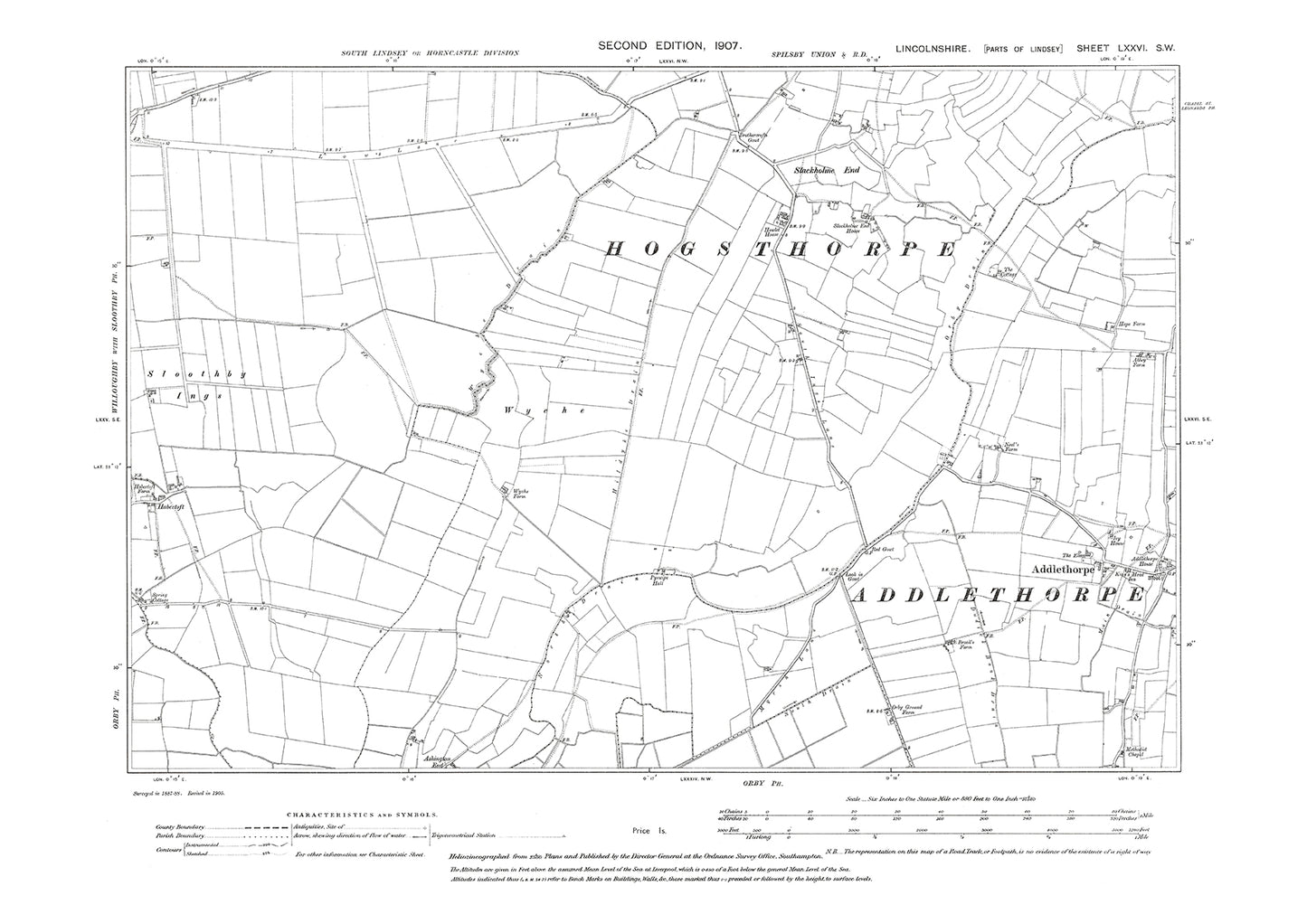 Addlethorpe (west), Stackholme End, Lincolnshire in 1907 : 76SW