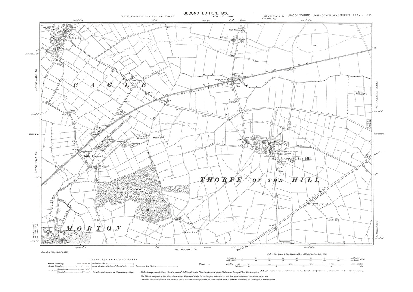 Thorpe on the Hill, Eagle (south), Lincolnshire in 1906 : 77NE