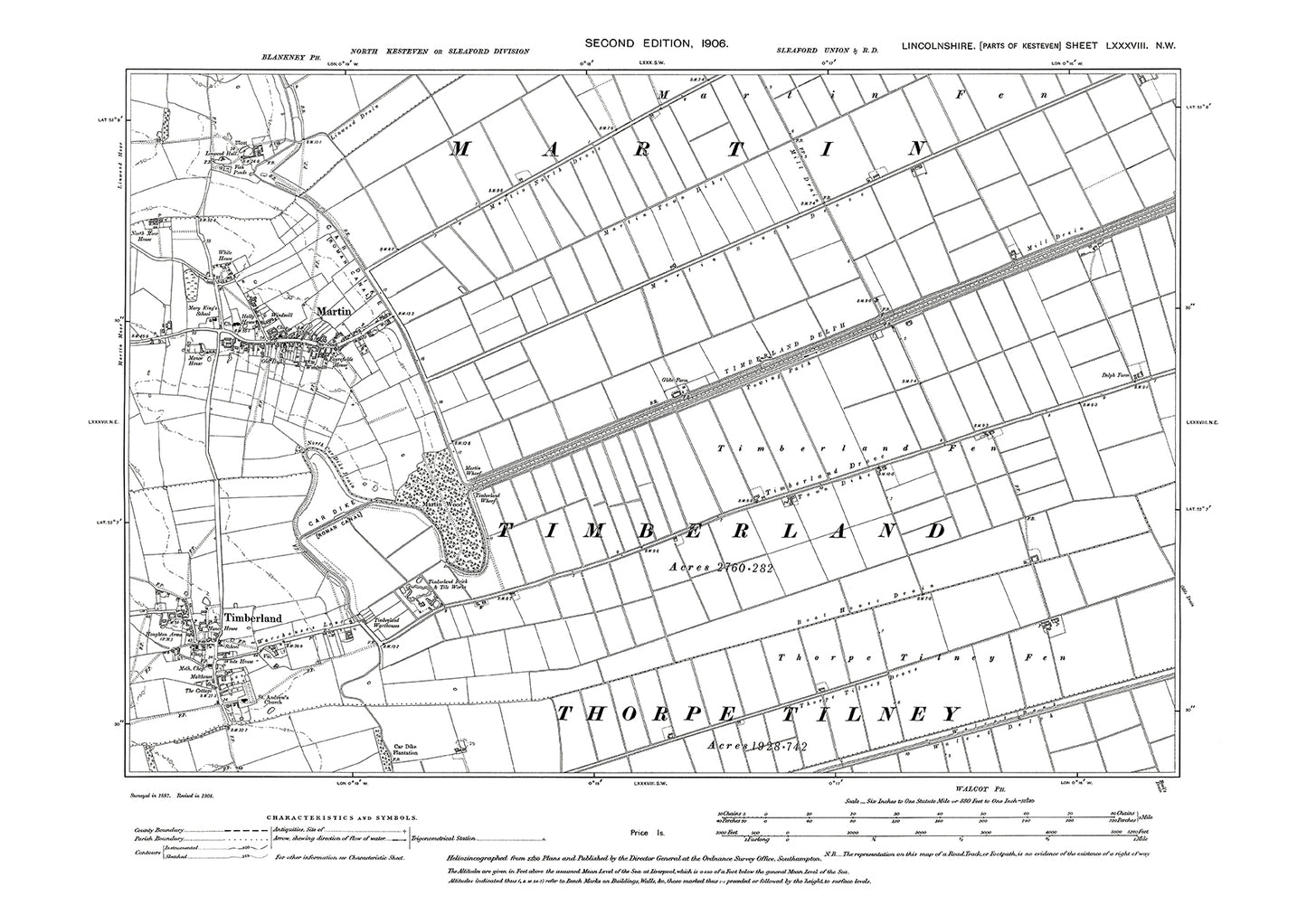 Martin, Timberland, Lincolnshire in 1906 : 88NW