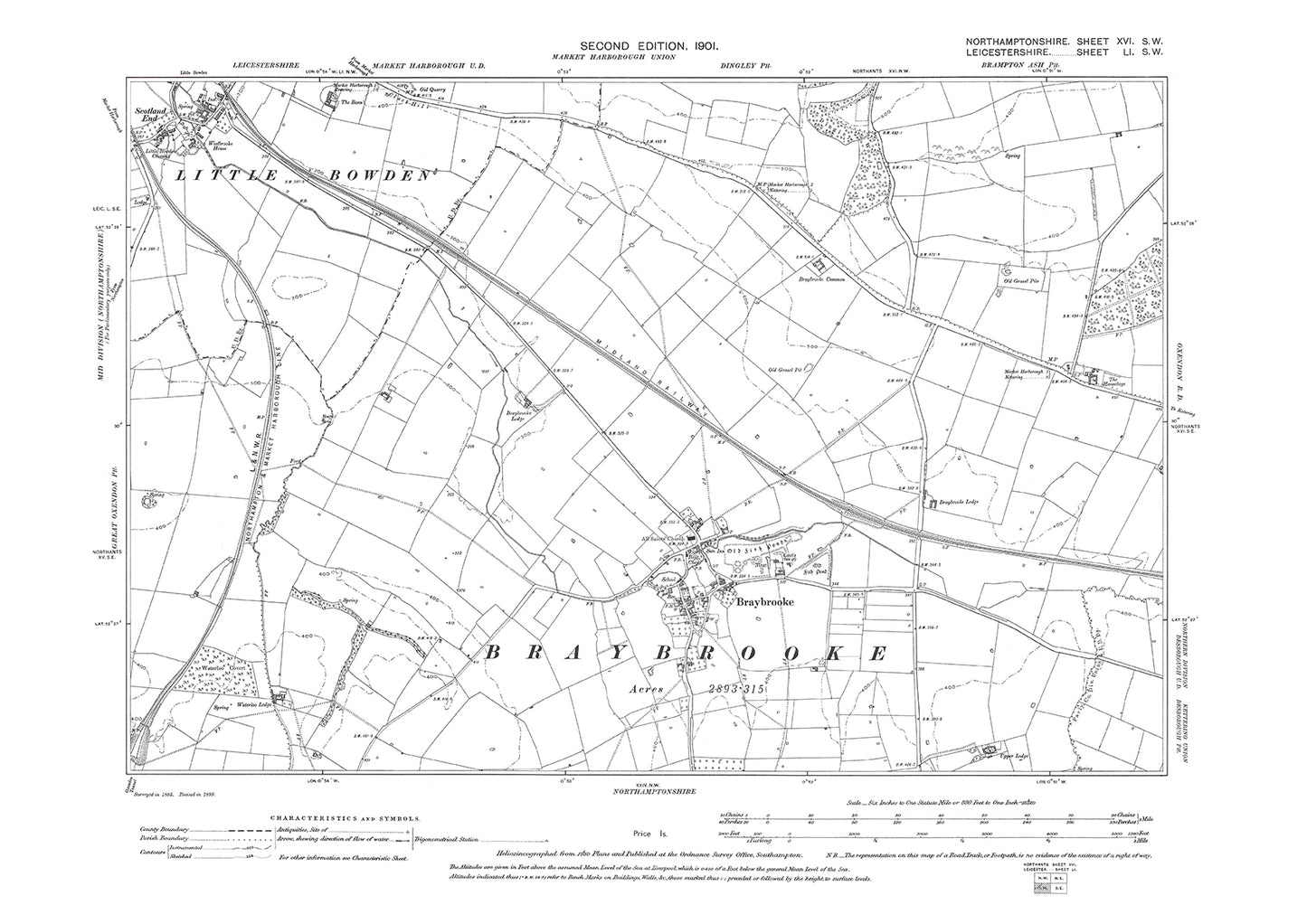 Braybrooke, Northamptonshire in 1901: 16SW