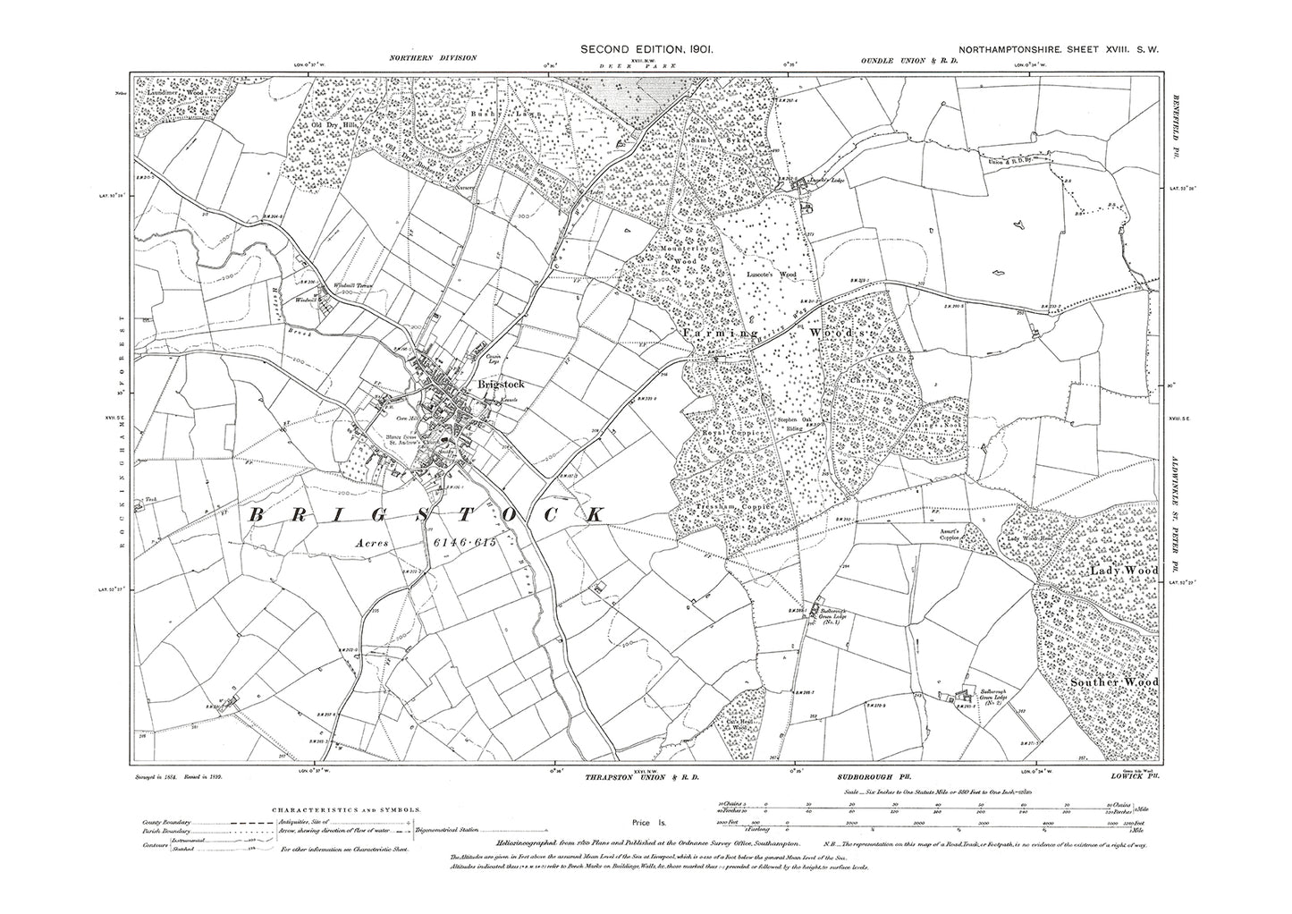 Brigstock, Northamptonshire in 1901: 18SW