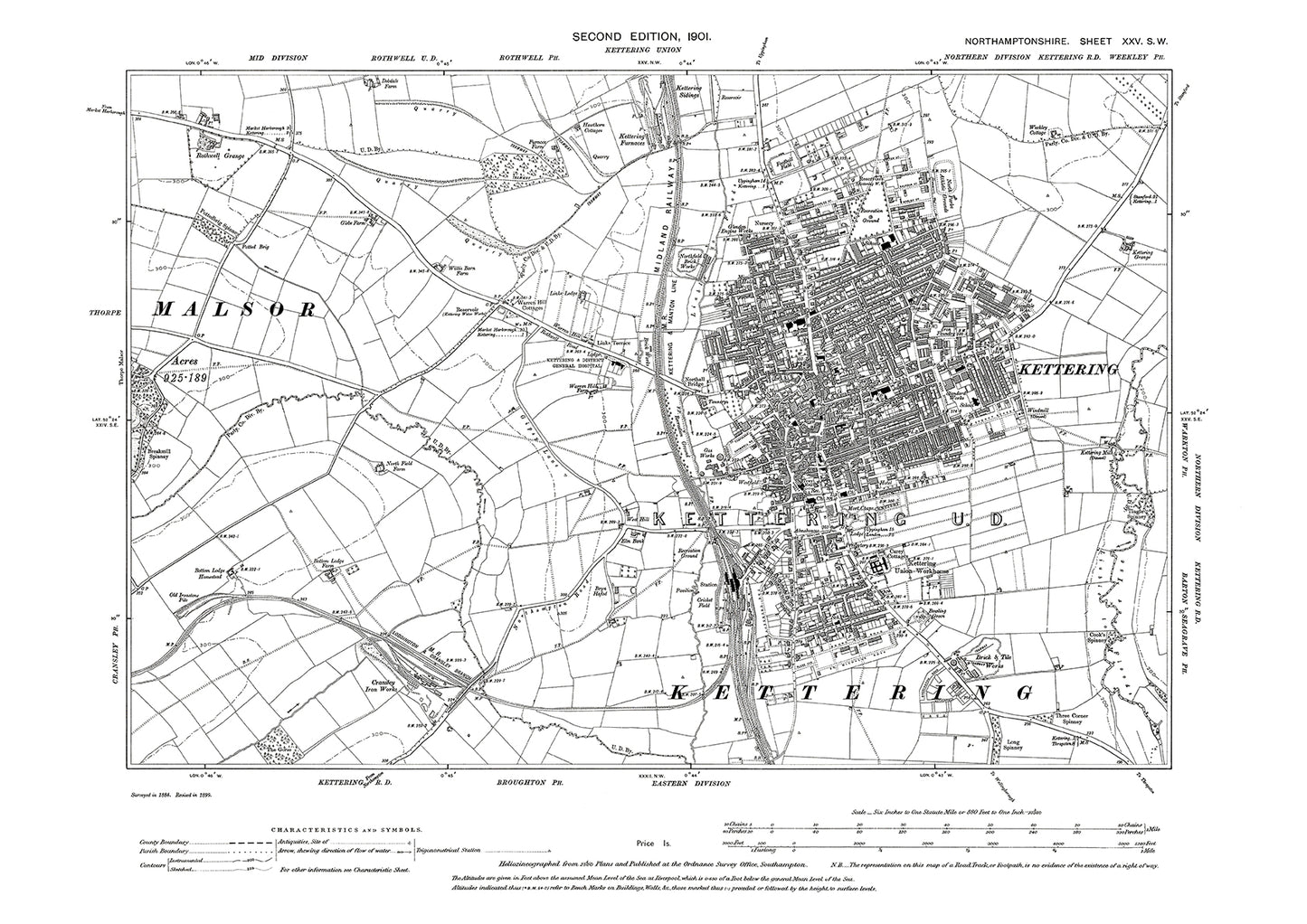 Kettering, Northamptonshire in 1901: 25SW