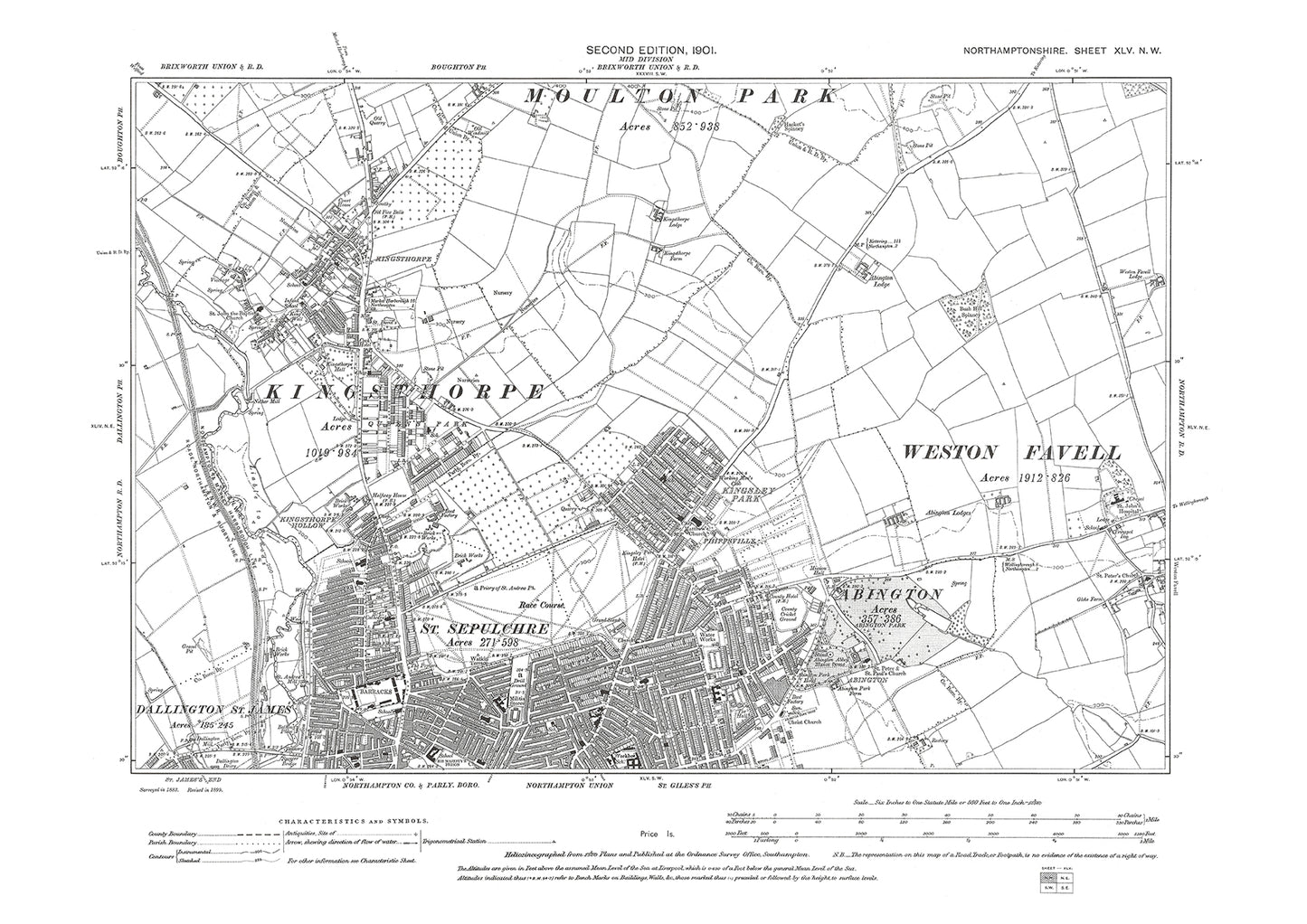 Northampton (north), Northamptonshire in 1901: 45NW