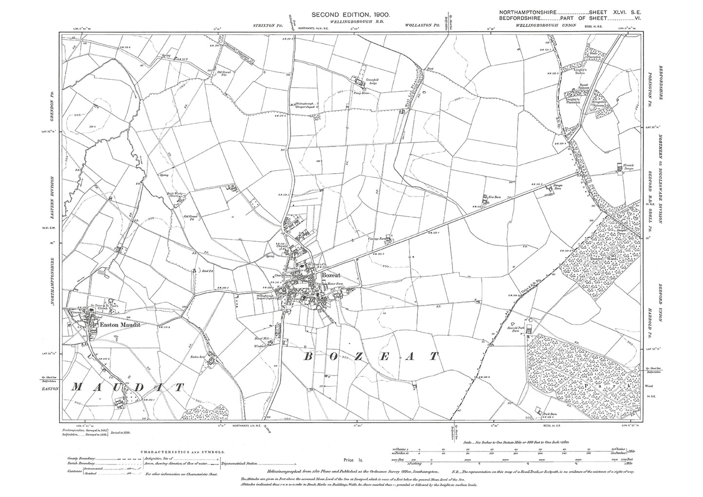 Bozeat, Easton Maudit, Northamptonshire in 1900: 46SE