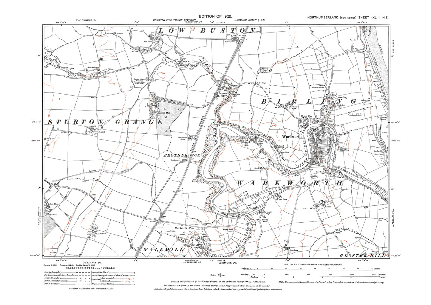 Warkworth, Birling, Northumberland in 1926: 43NE