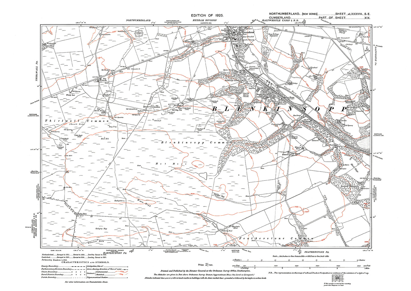 Blenkinsopp, Greenhead, Northumberland in 1925: 88SE