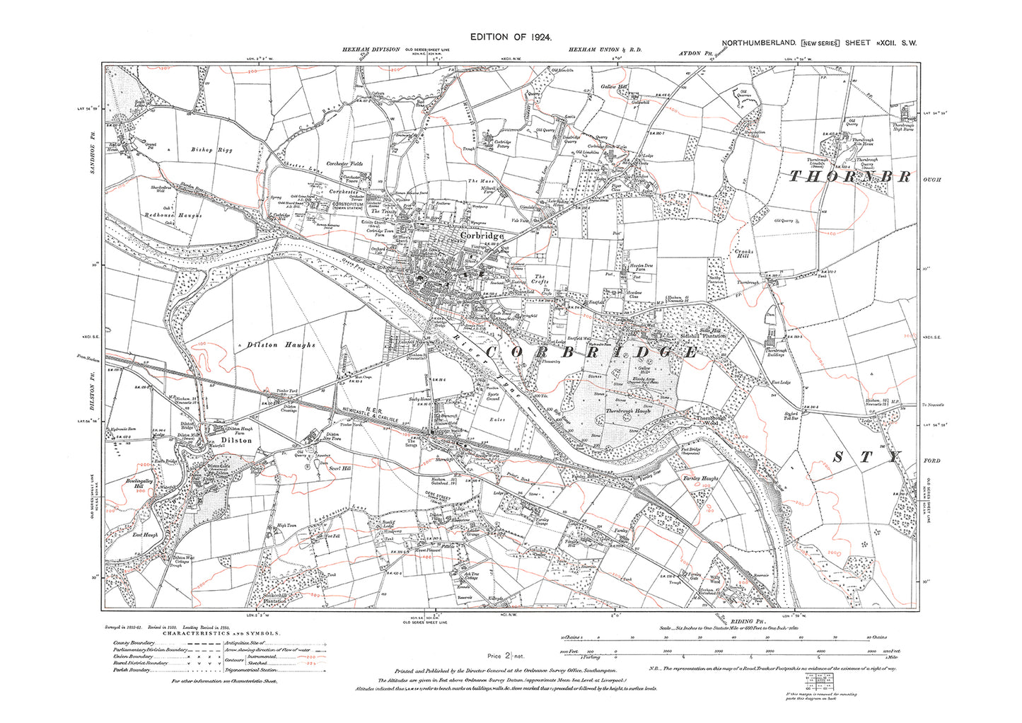 Corbridge, Dilston, Northumberland in 1924: 92SW