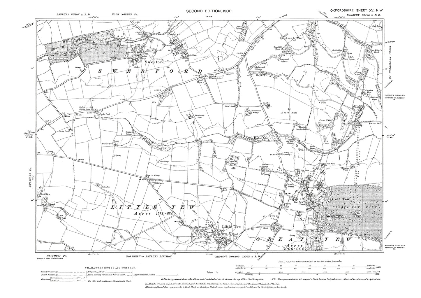 Great and Little Tew, Swerford, Oxfordshire in 1900: 15NW
