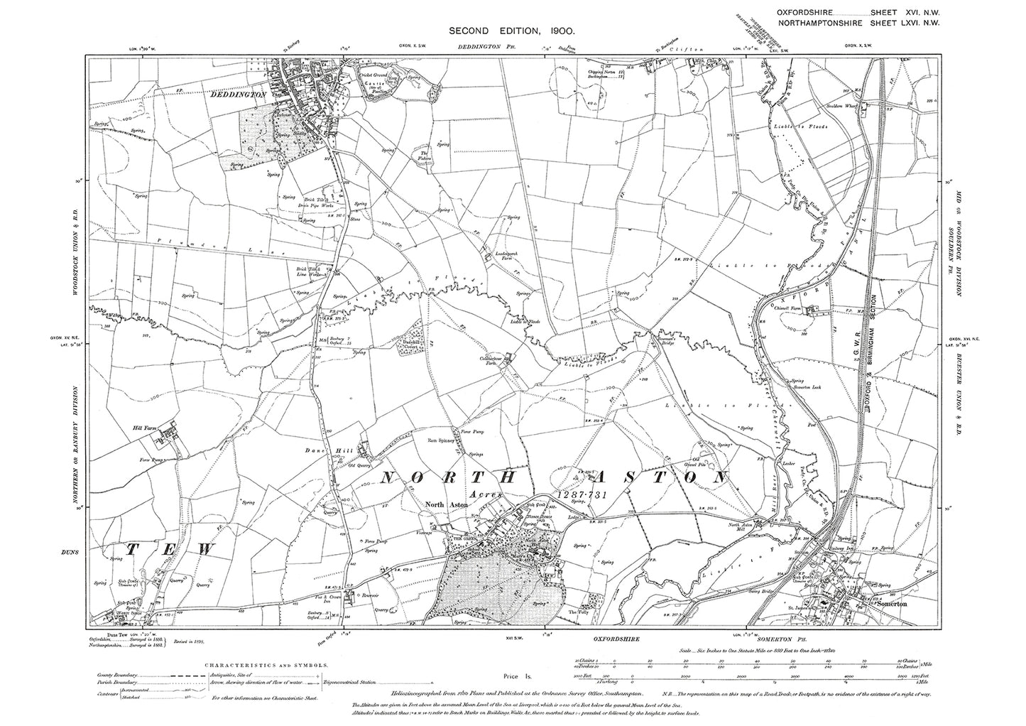 Deddington (south), North Aston, Somerton, Oxfordshire in 1900: 16NW