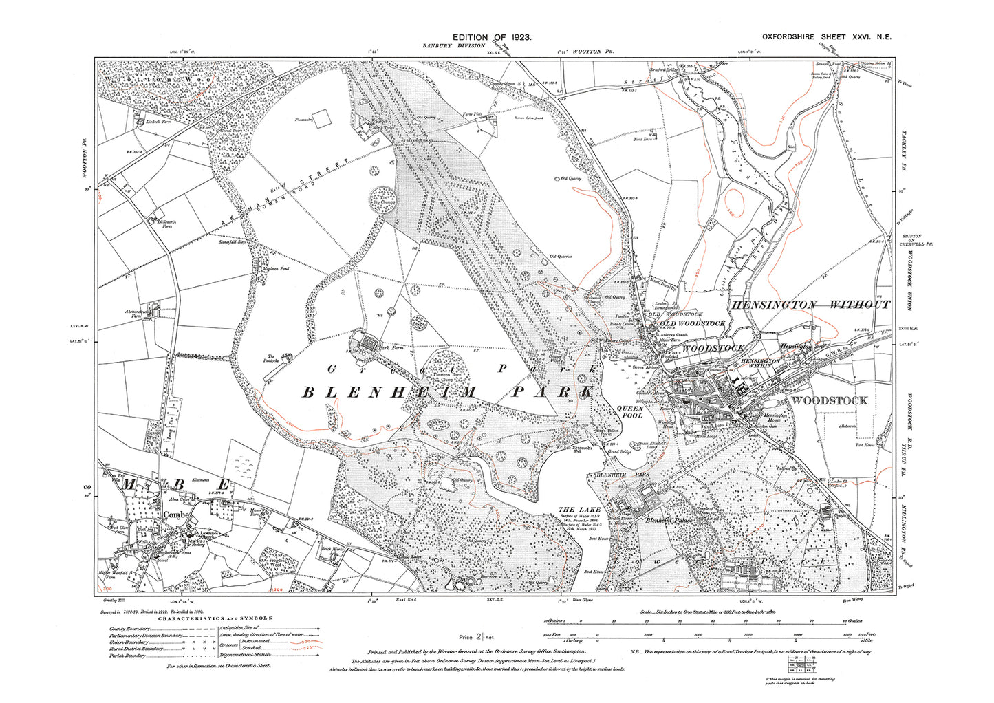 Woodstock, Combe, Blenheim Palace, Oxfordshire in 1923: 26NE