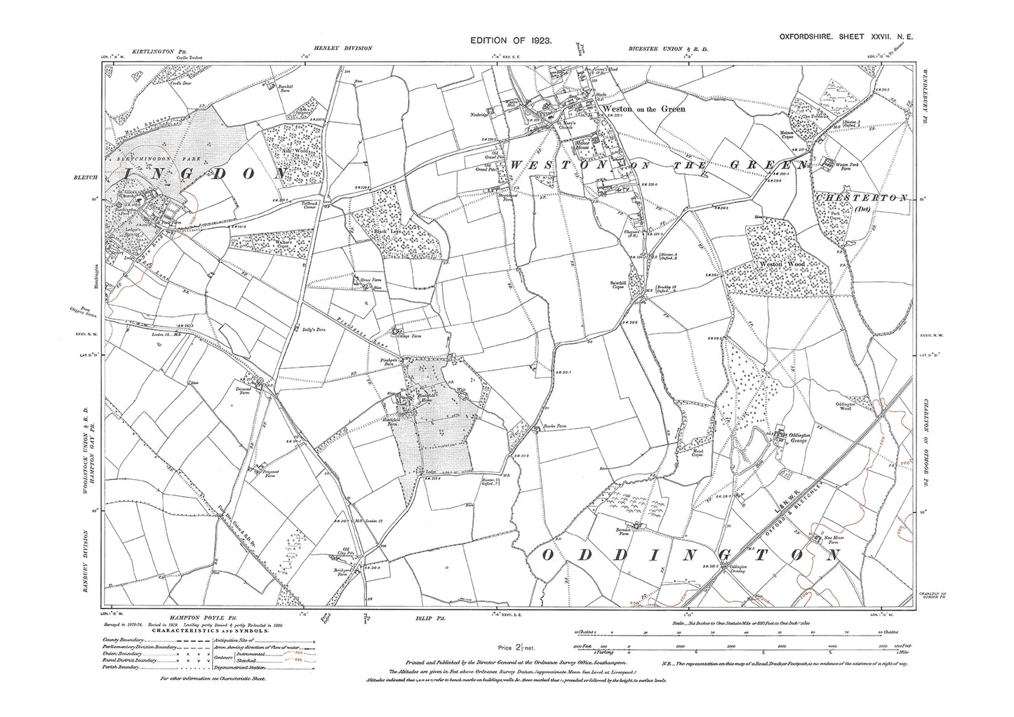 Weston on the Green, Bletchingdon (east), Oxfordshire in 1923: 27NE