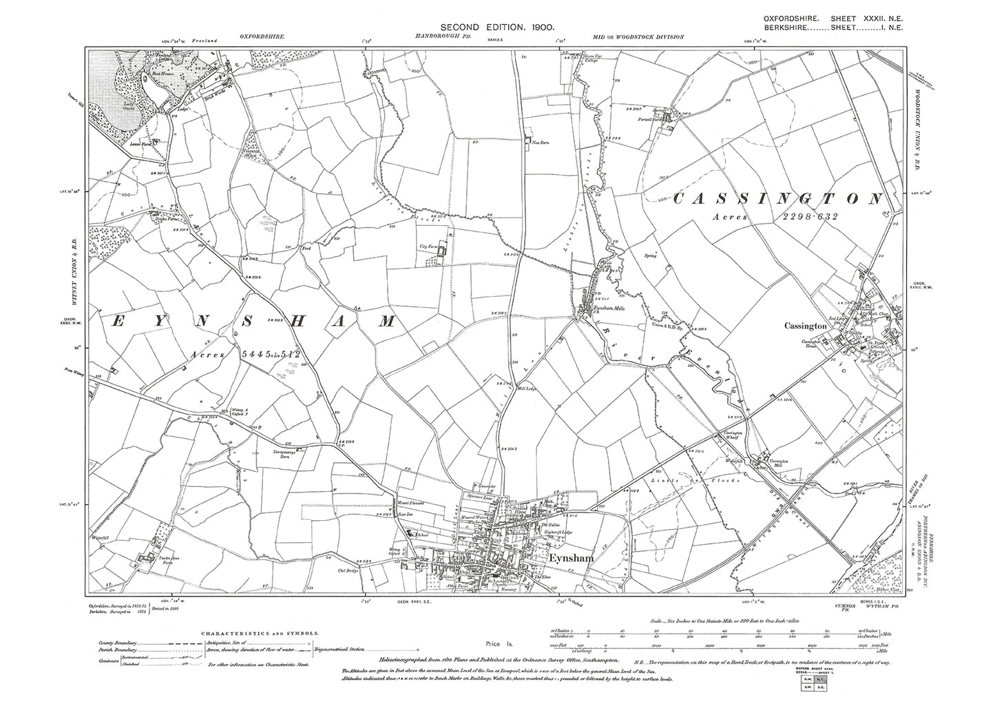 Eynsham (north), Cassington, Oxfordshire in 1900: 32NE