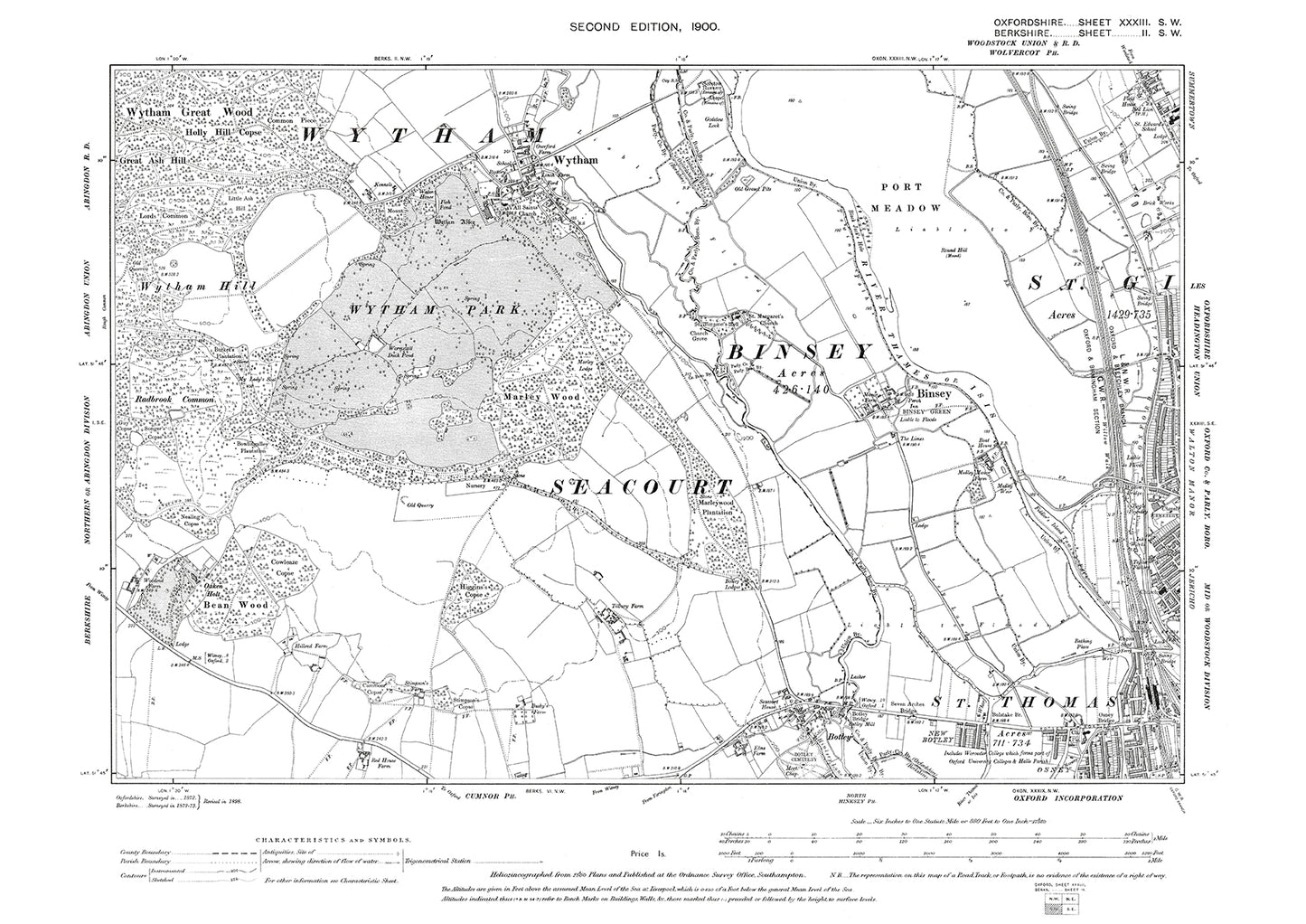 Oxford (northwest), Binsey, Oxfordshire in 1900: 33SW