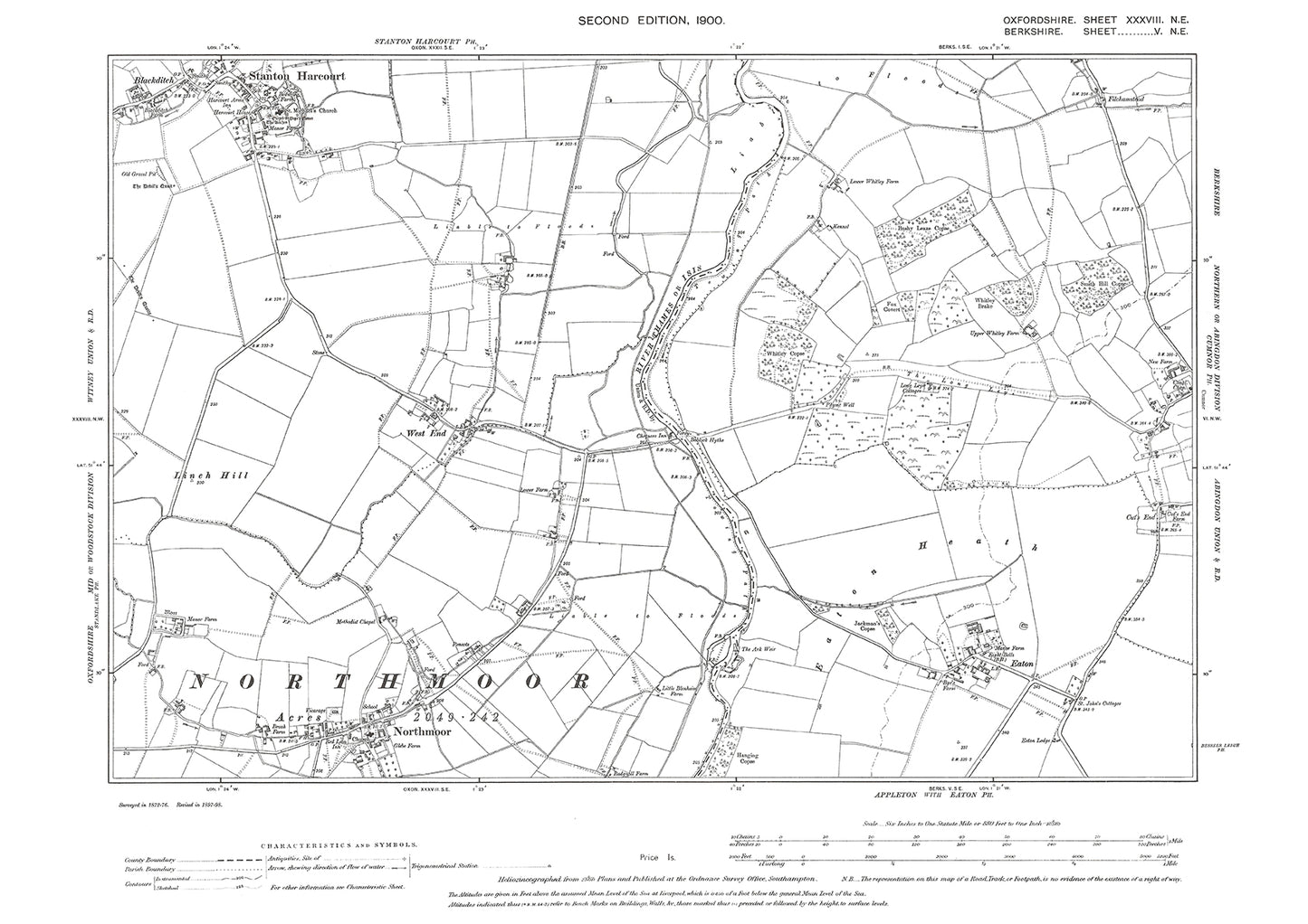Northmoor, Stanton Harcourt, Oxfordshire in 1900: 38NE