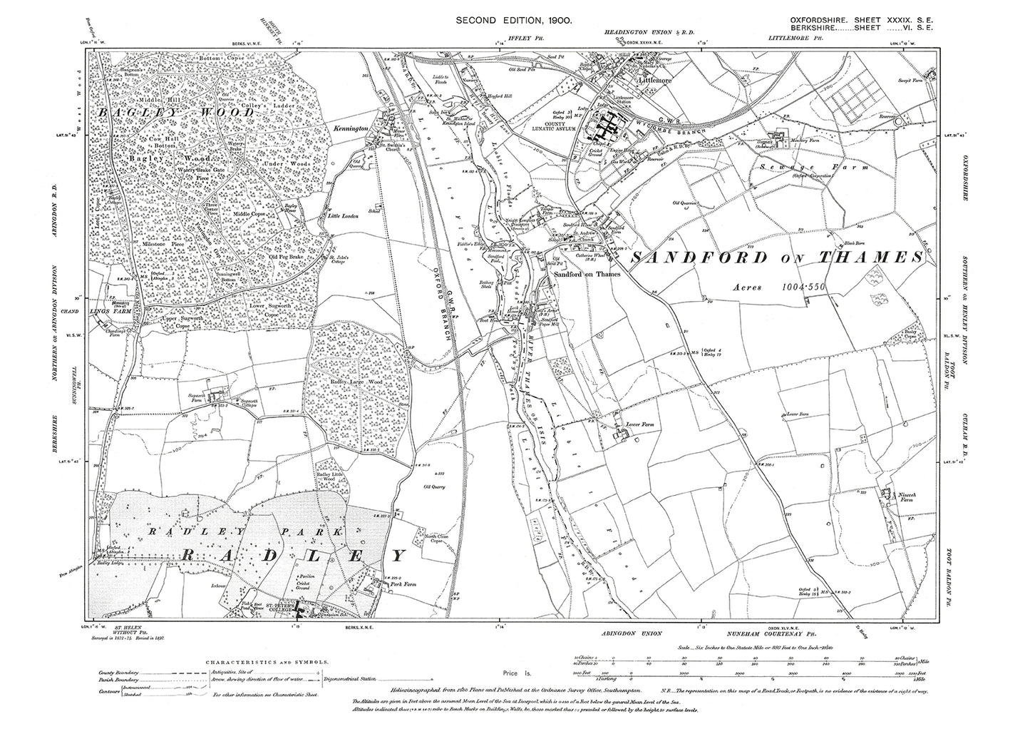 Sandford on Thames, Littlemore, Oxfordshire in 1900: 39SE