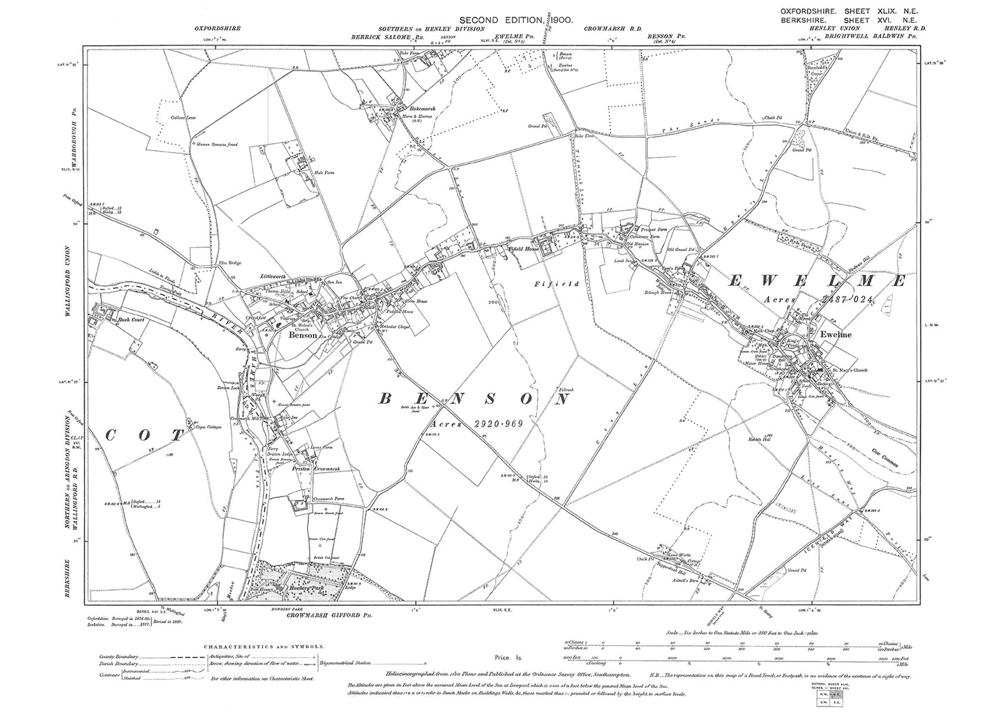 Benson, Ewelme, Fifield, Oxfordshire in 1900: 49NE