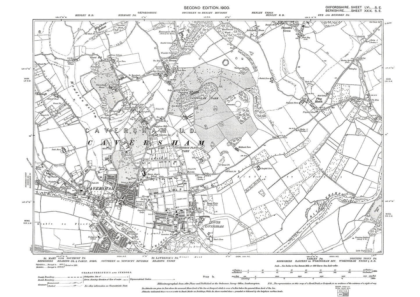 Caversham, Play Hatch, Emmer Green, Oxfordshire in 1900: 56SE