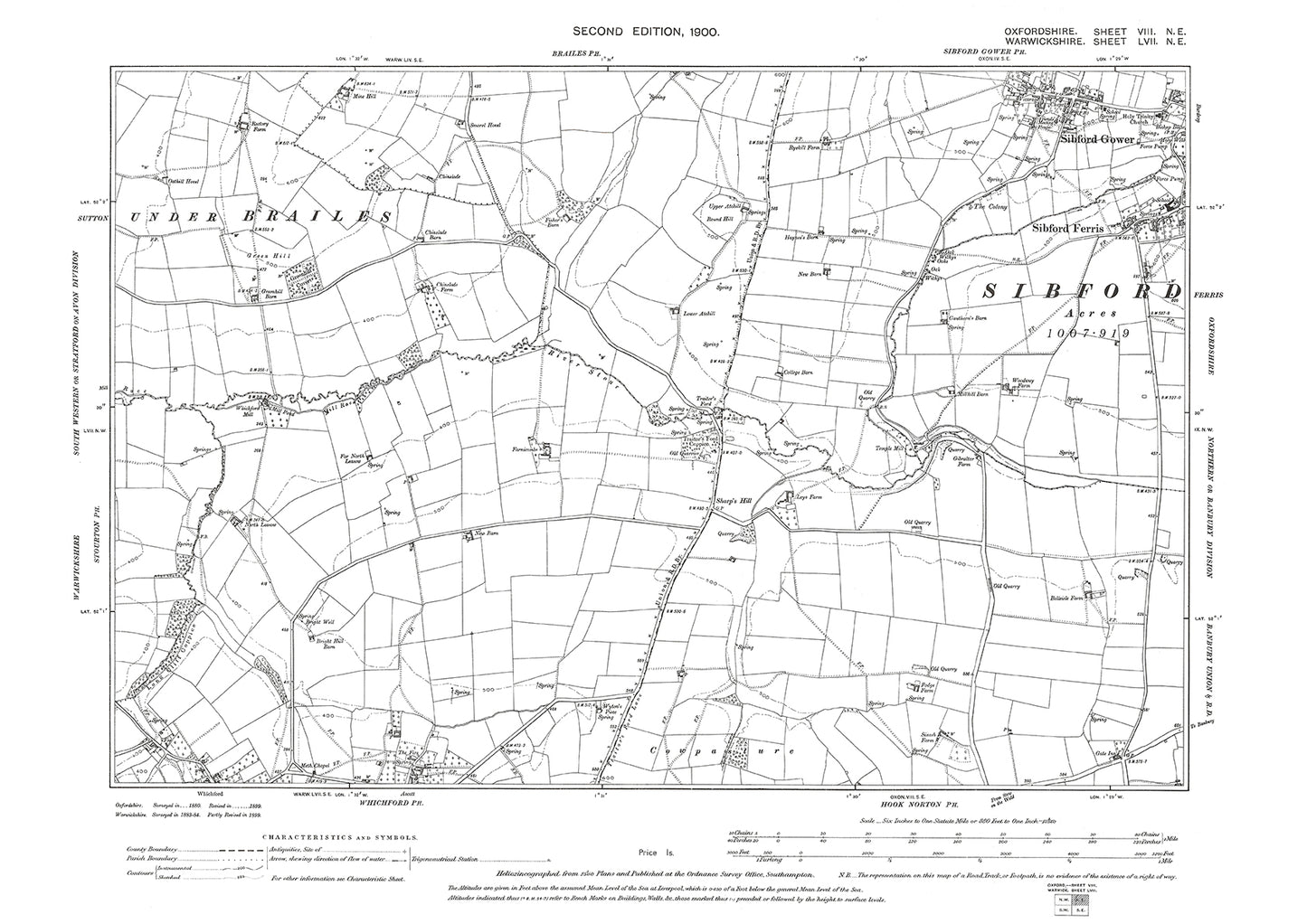 Sibford Gower, Sibford Ferris (west), Oxfordshire in 1900: 8NE