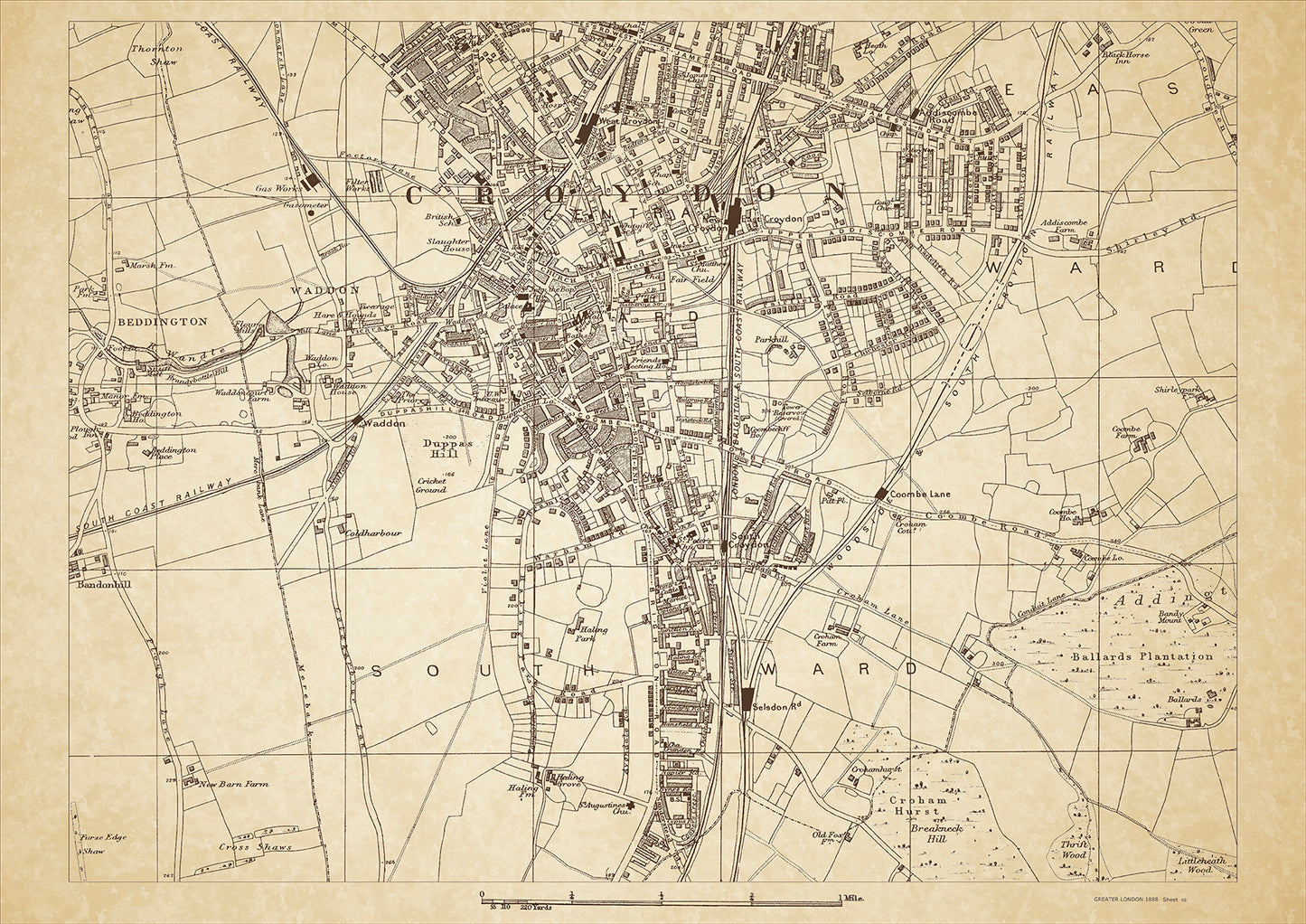 Greater London in 1888 Series - showing Croydon - sheet 48