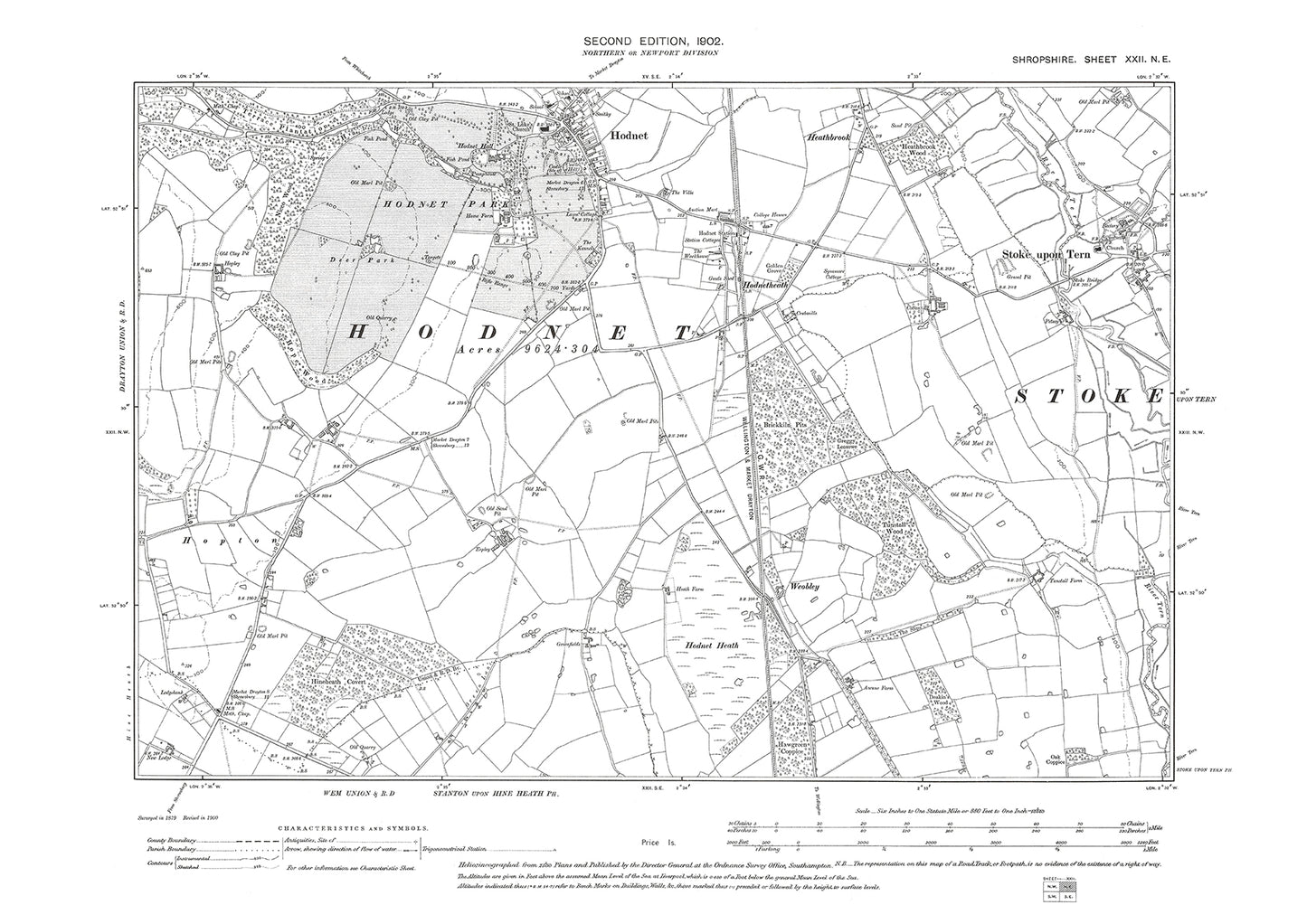 Hodnet, Stoke upon Tern, Shropshire in 1902: 22NE