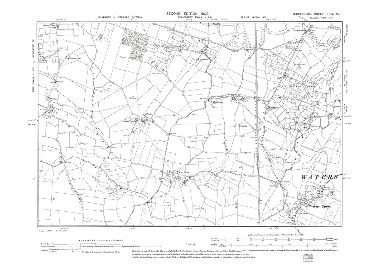 Waters Upton, Cold Hatton Heath, Shropshire in 1902: 29NE