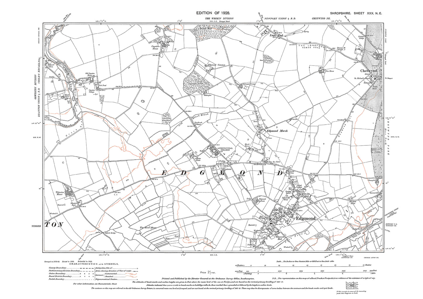 Edgmond, Chertwynd (west), Shropshire in 1928: 30NE