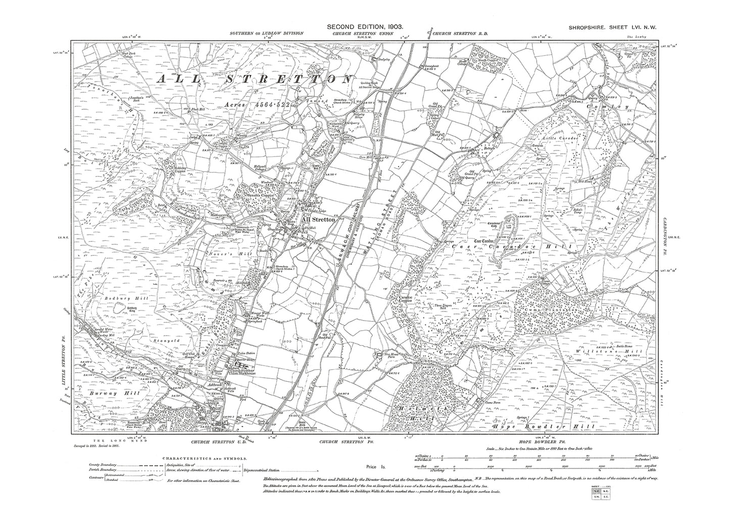 Church Stretton (north), All Stretton, Shropshire in 1903: 56NW