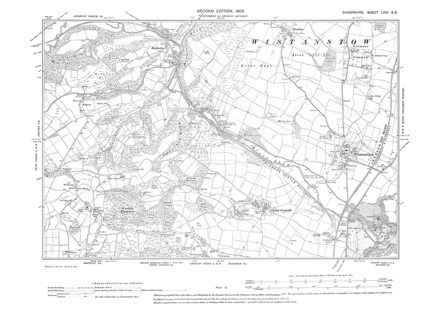 Wistanstow, Cheney Longville, Shropshire in 1903: 63SE