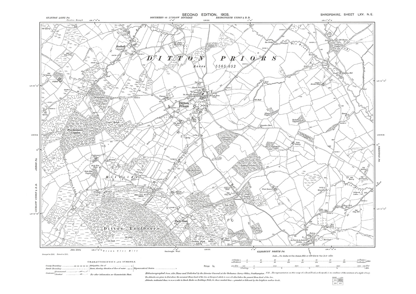 Ditton Priors, Shropshire in 1903: 65NE