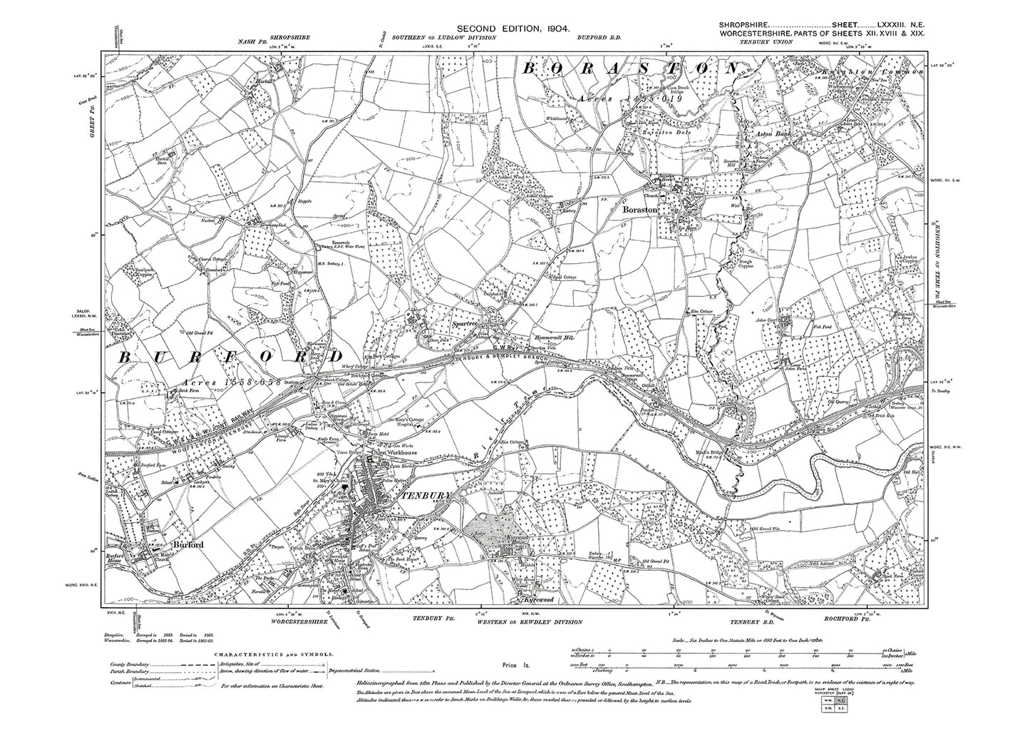 Tenbury, Boraston, Shropshire in 1904: 83NE