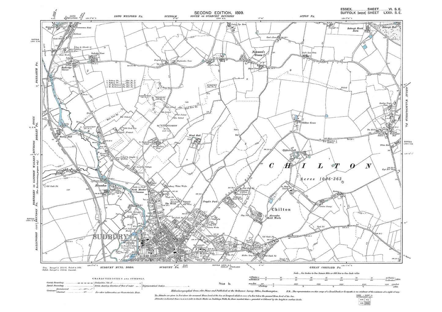Sudbury (north), Chilton, Newman's Green, old map Suffolk 1899: 72SE