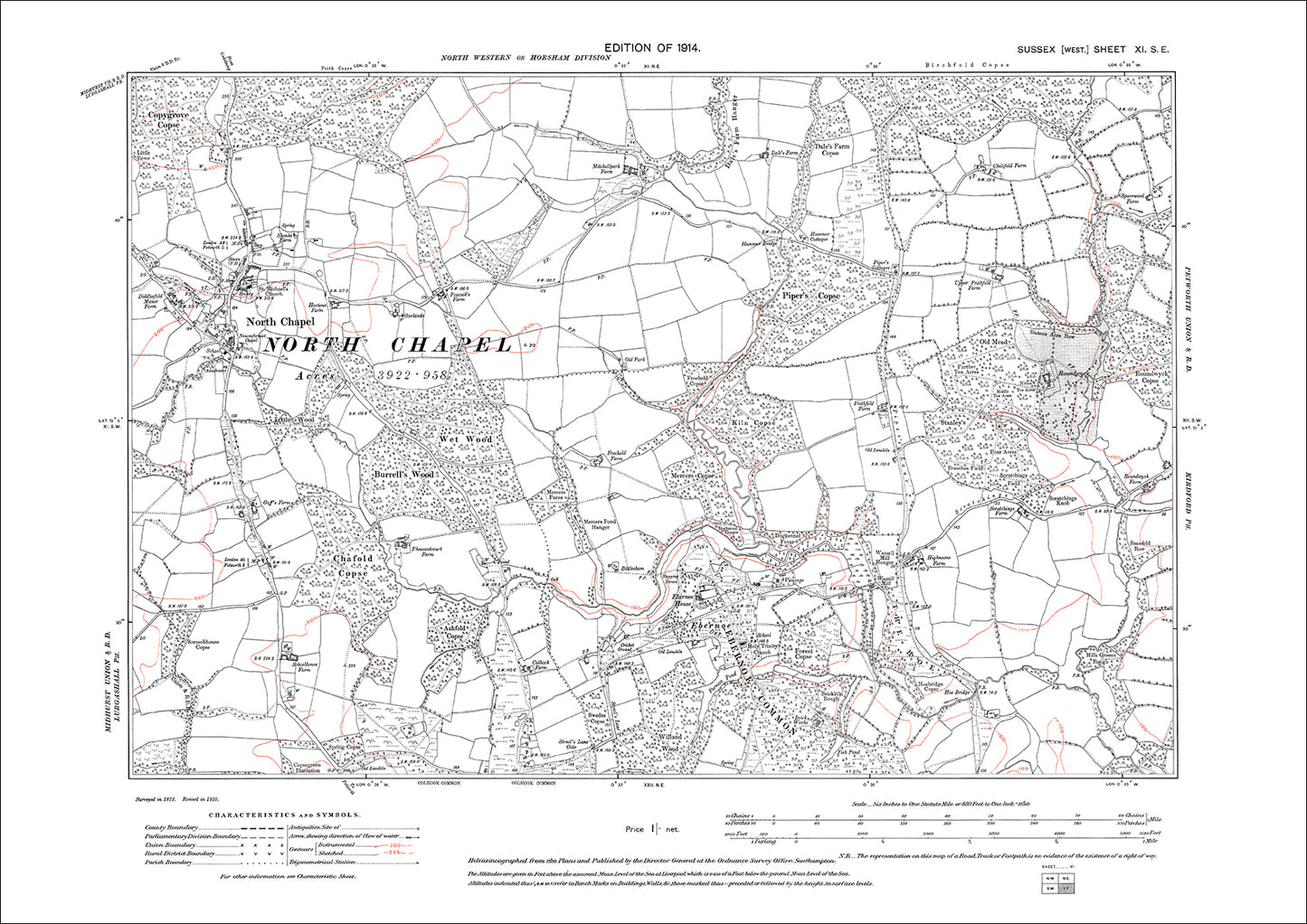 North Chapel, old map Sussex 1914: 11SE