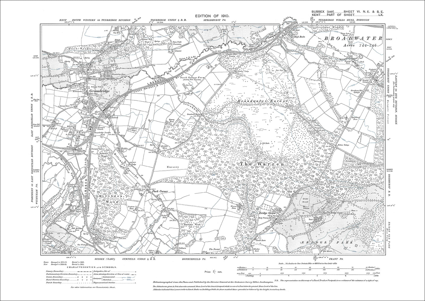Groombridge, Eridge (north), Park Corner, old map Sussex 1910: 6NE-SE