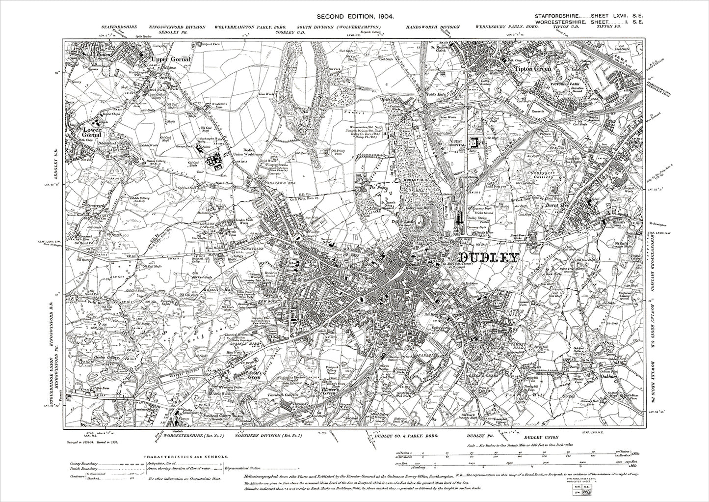 Dudley, old map Worcestershire 1904: 1SE