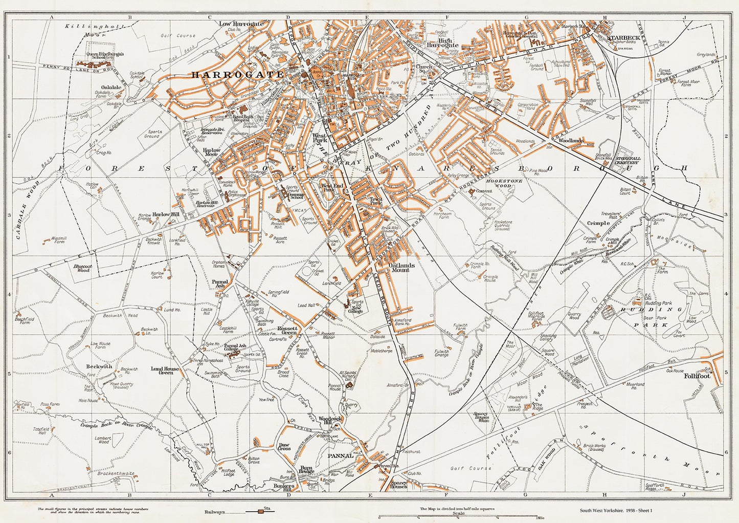 Yorkshire in 1938 Series - Harrogate, Pannal and Follifoot area - YK-01