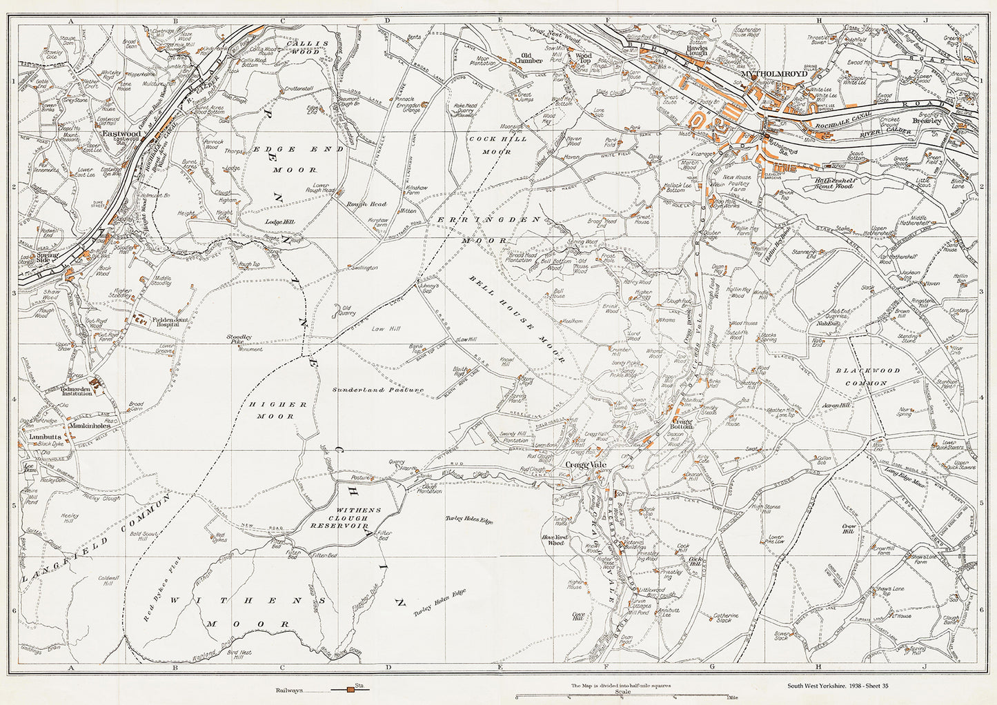 Yorkshire in 1938 Series - Mytholmroyd, Cragg Vale, Eastwood area - YK-35